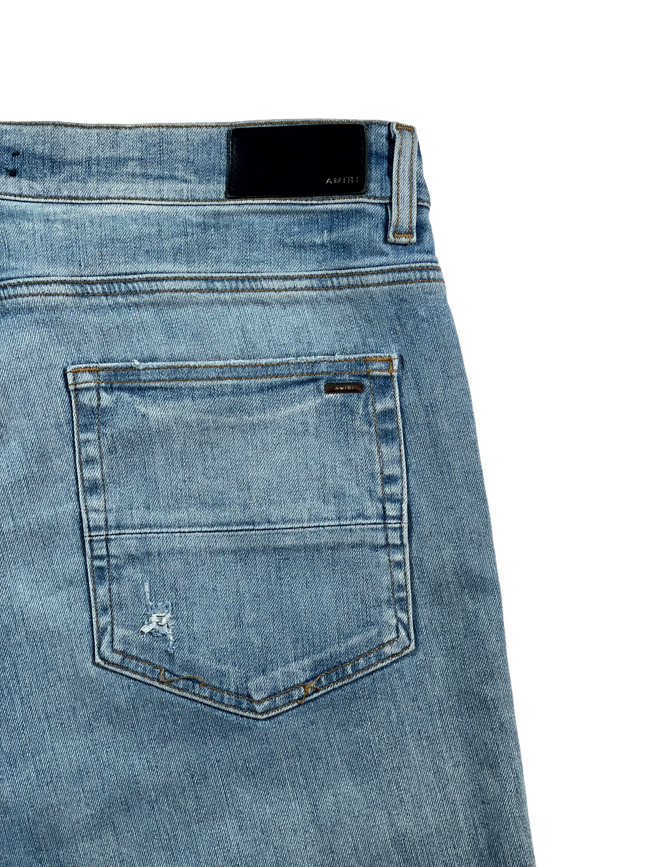 Amiri Mx1 Black Patch Light Wash Jeans