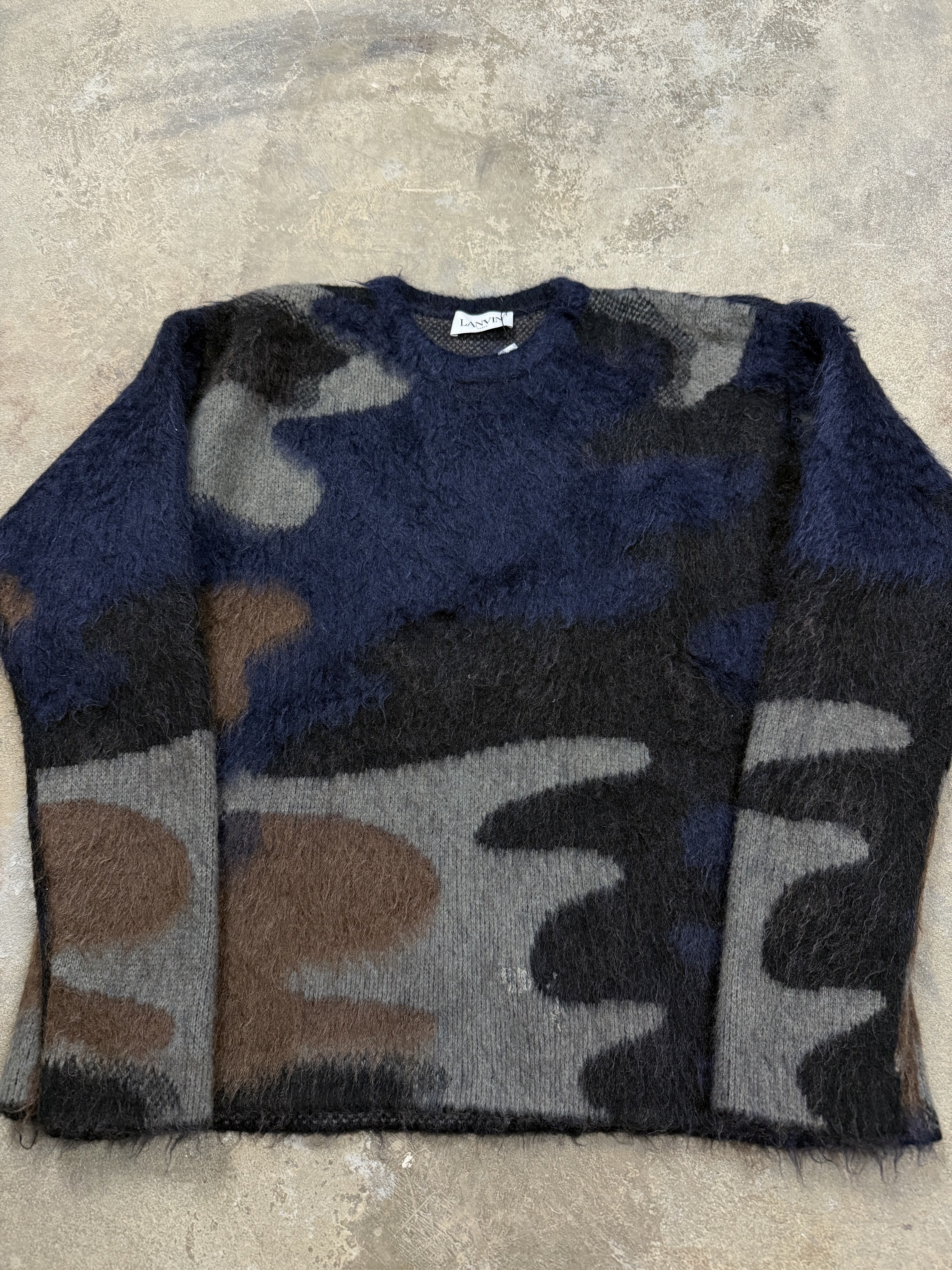 Lanvin Blue Camo Mohair Sweater Used Large