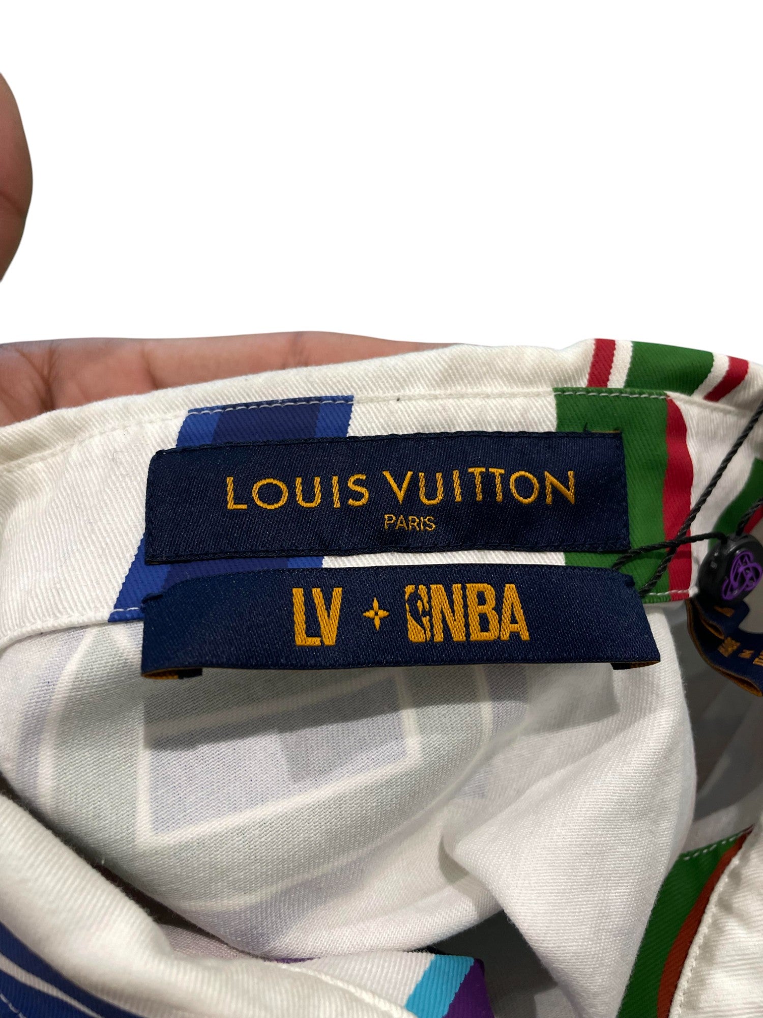 LV NBA Multi Color Button Up White Shirt