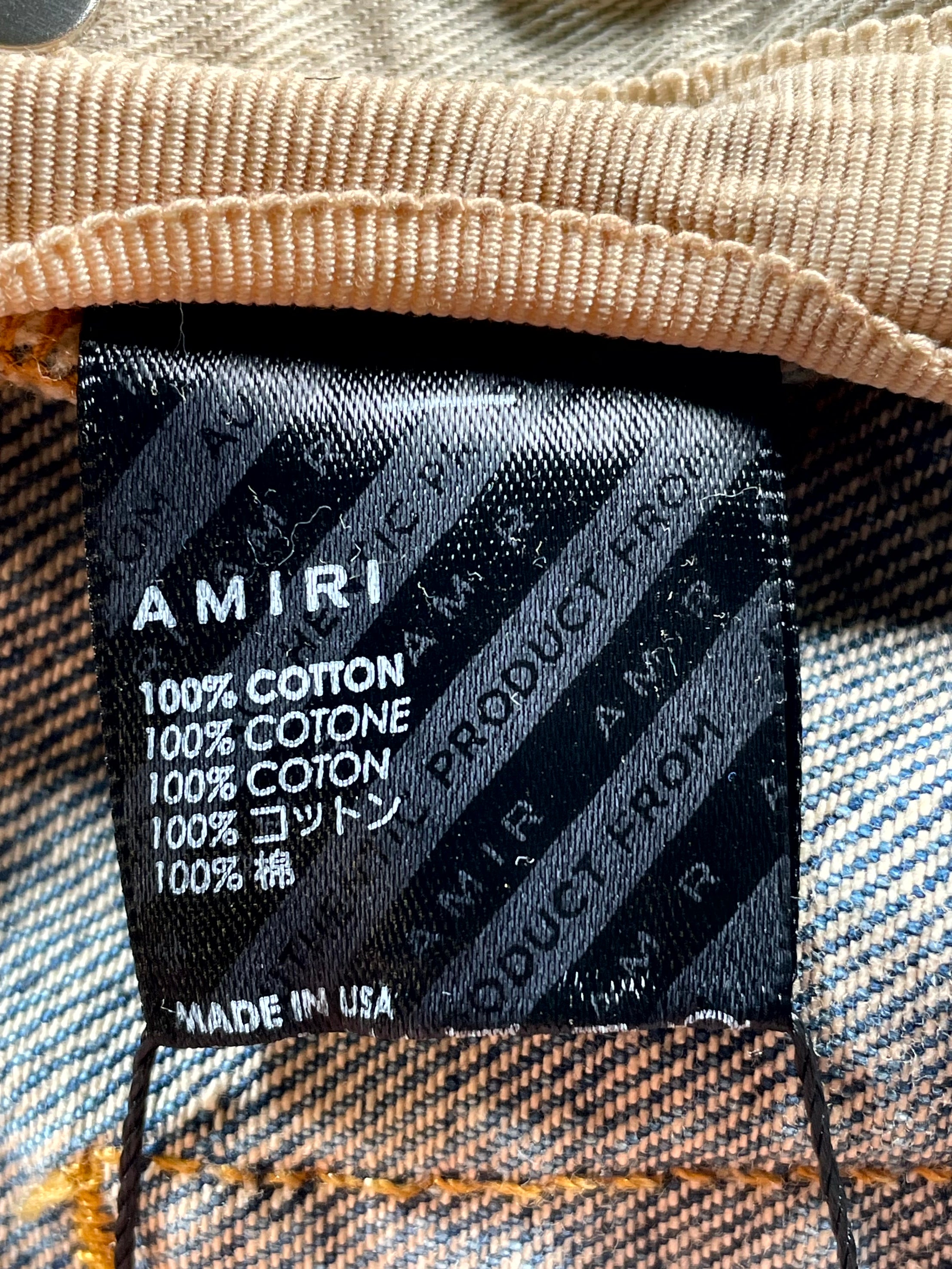 Amiri Vintage Indigo Hockey Logo Straight Leg Light Wash & Grey Jeans