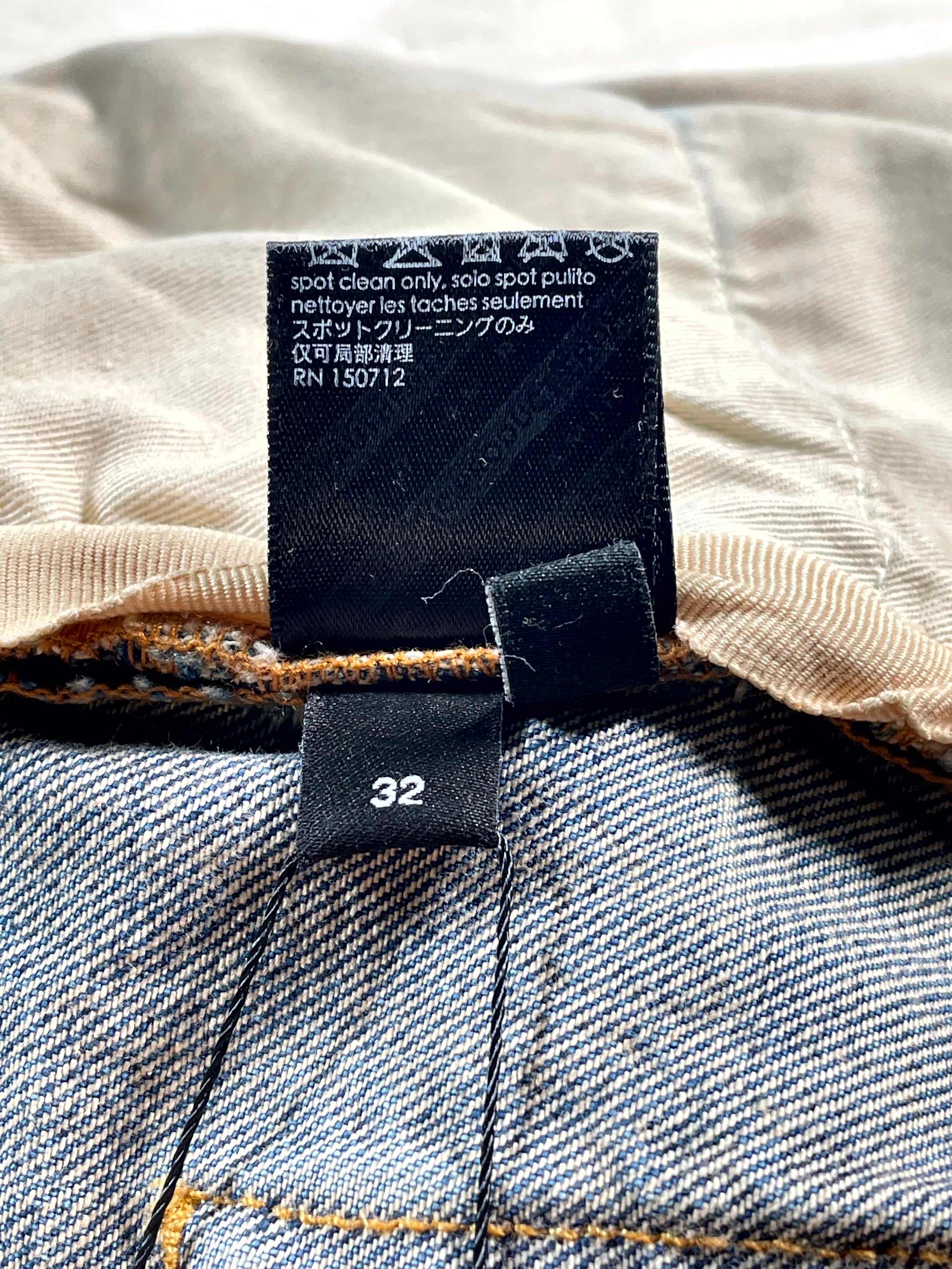 Amiri Vintage Indigo Hockey Logo Straight Leg Light Wash & Grey Jeans