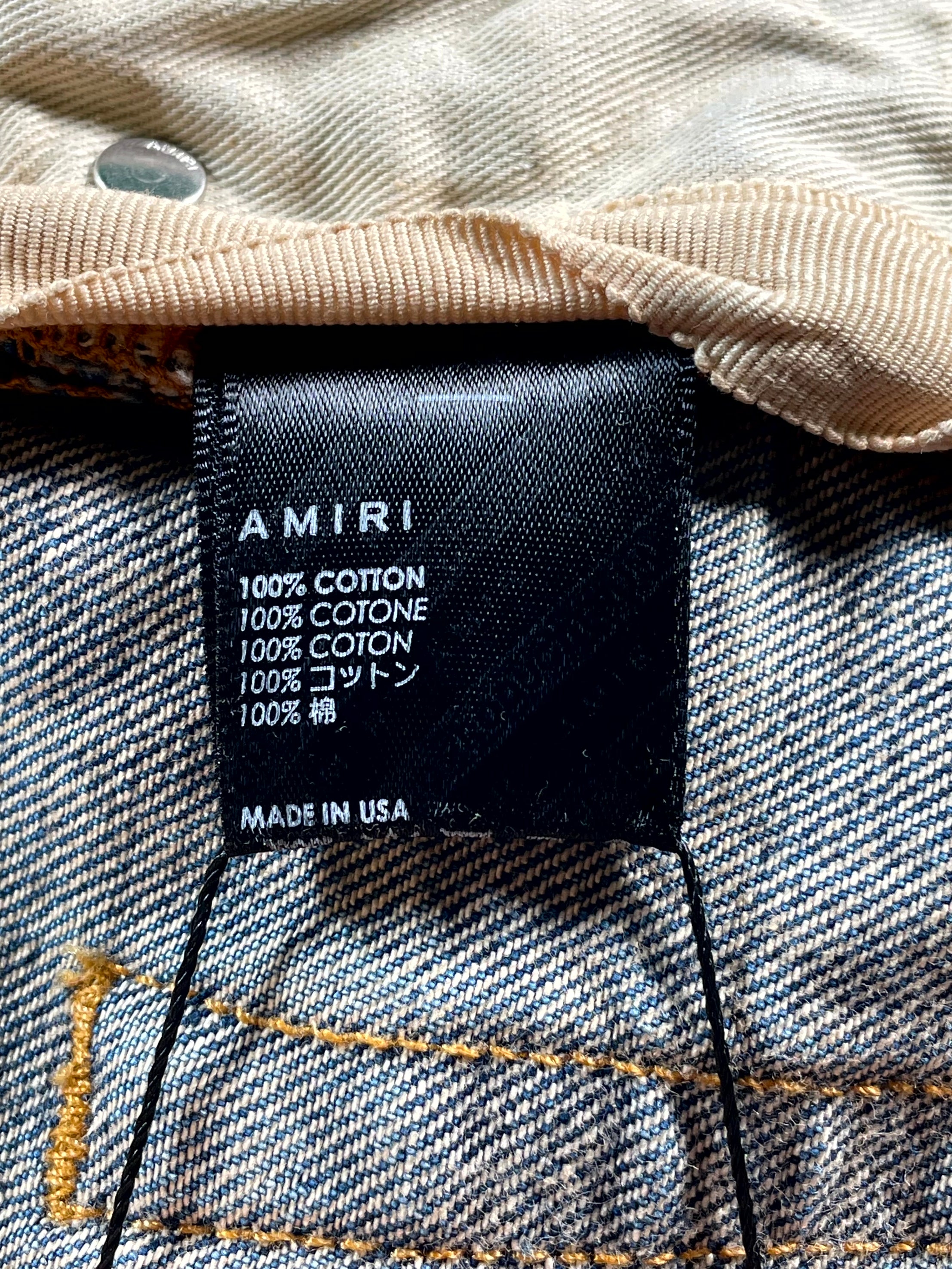 Amiri Vintage Indigo Hockey Logo Straight Leg Light Wash & Grey Jeans