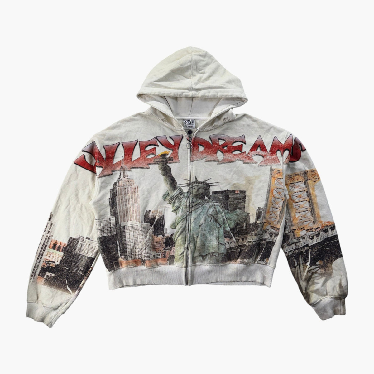 Vale NYC White Zip Up Hoodie