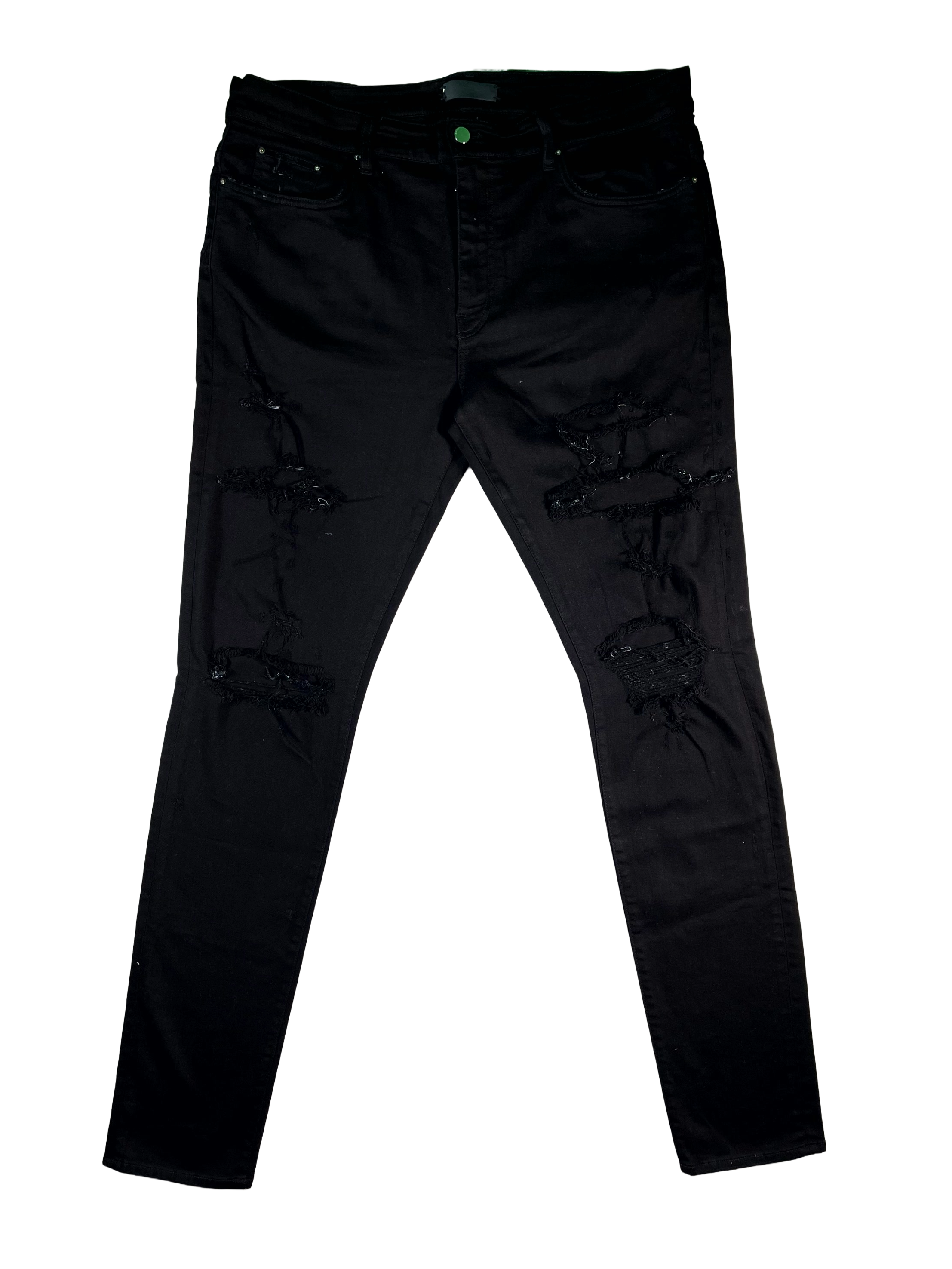 Amiri Plain Thrasher Ripped (Old Season Zipper) Black Jeans