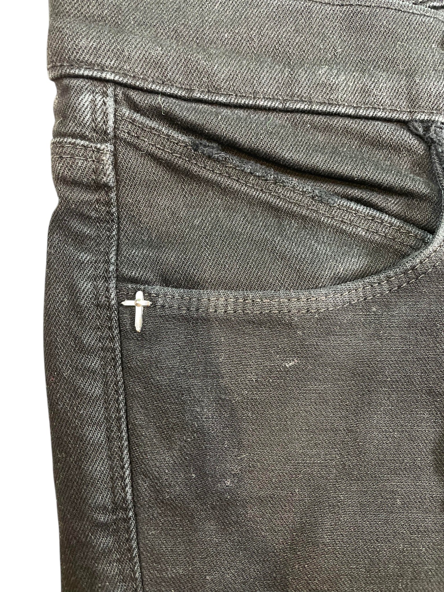 RTA Logo Knee Ripped Black Jeans
