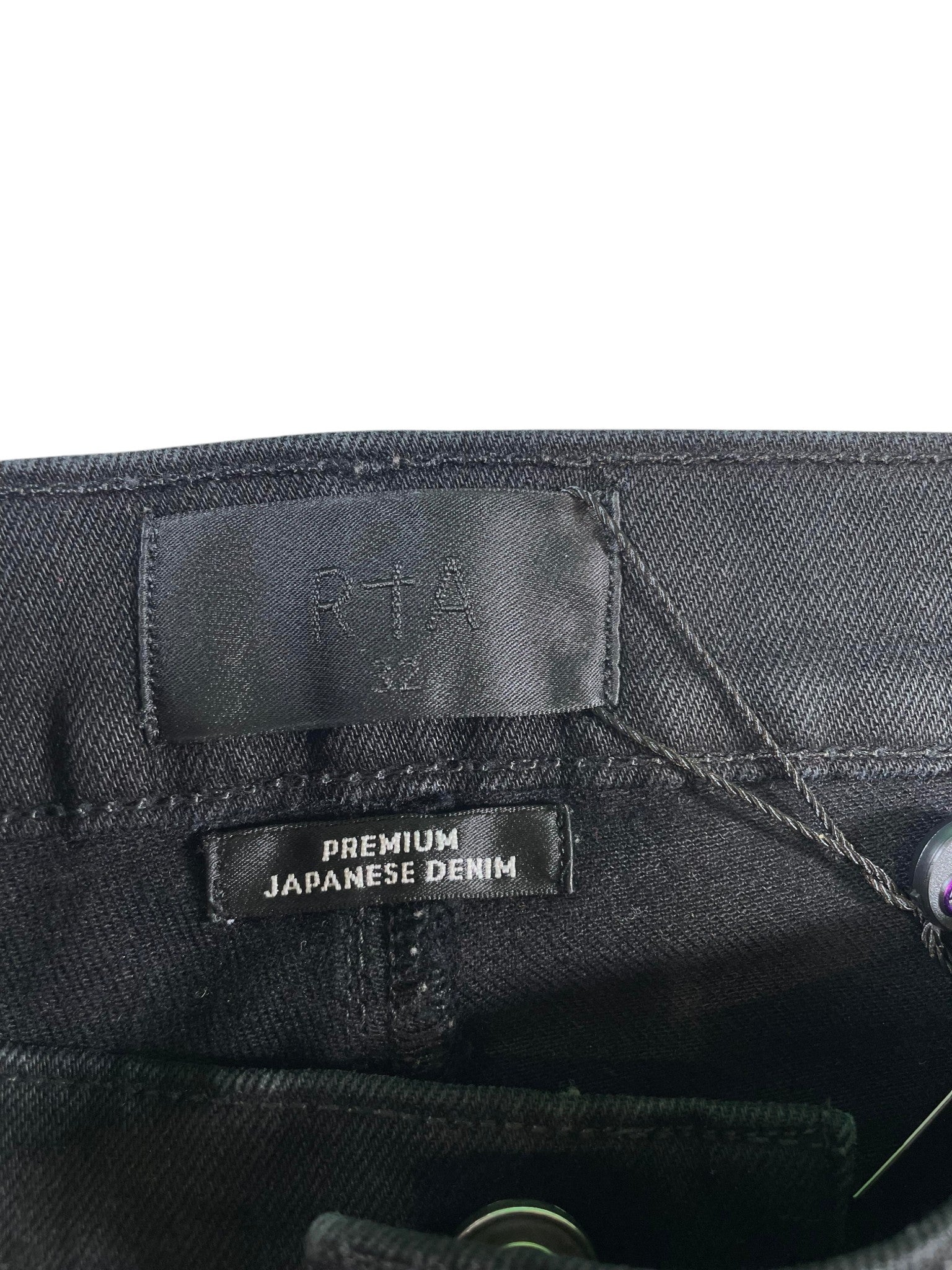 RTA Logo Knee Ripped Black Jeans
