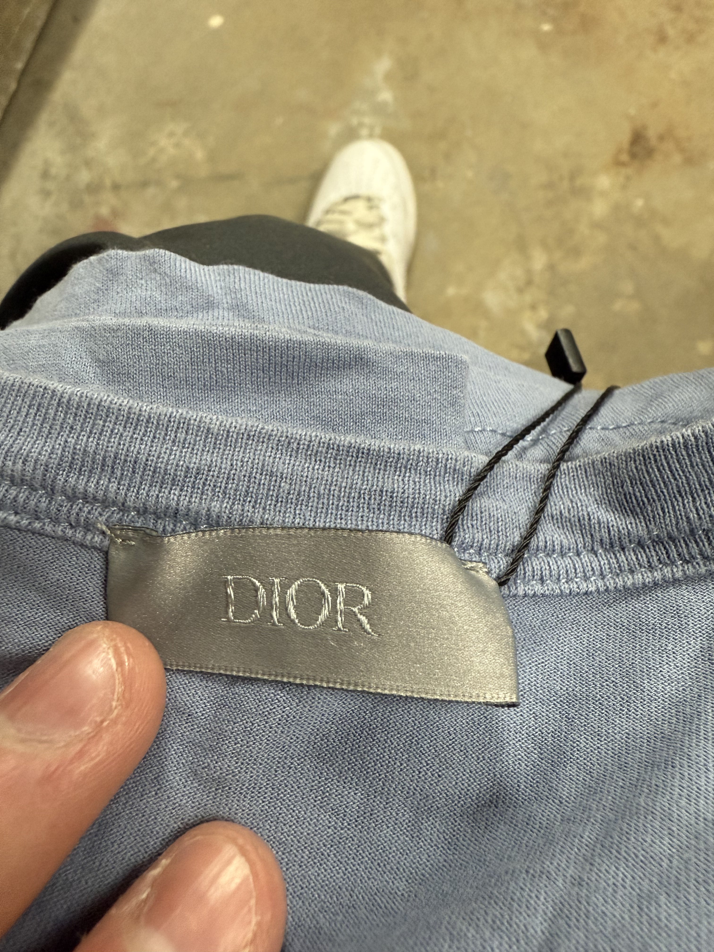 Dior CD Logo Tee Baby Blue Pink Used 3XL