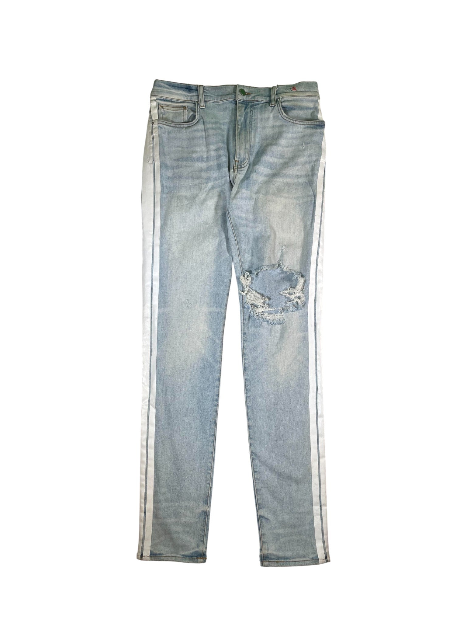 Amiri Light Wash & White Stripe Jeans