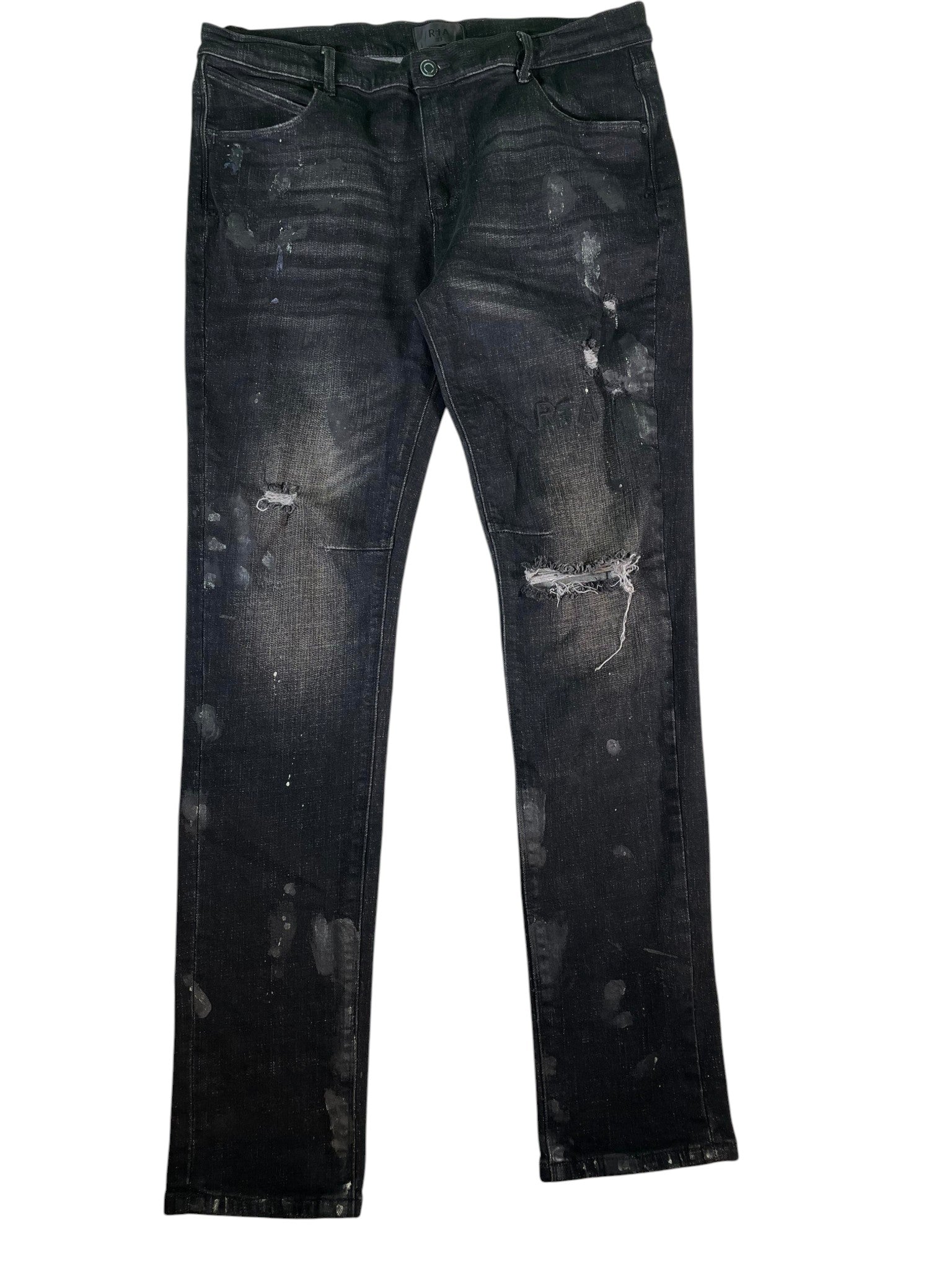 RTA Splatter Ripped Black Wash Jeans