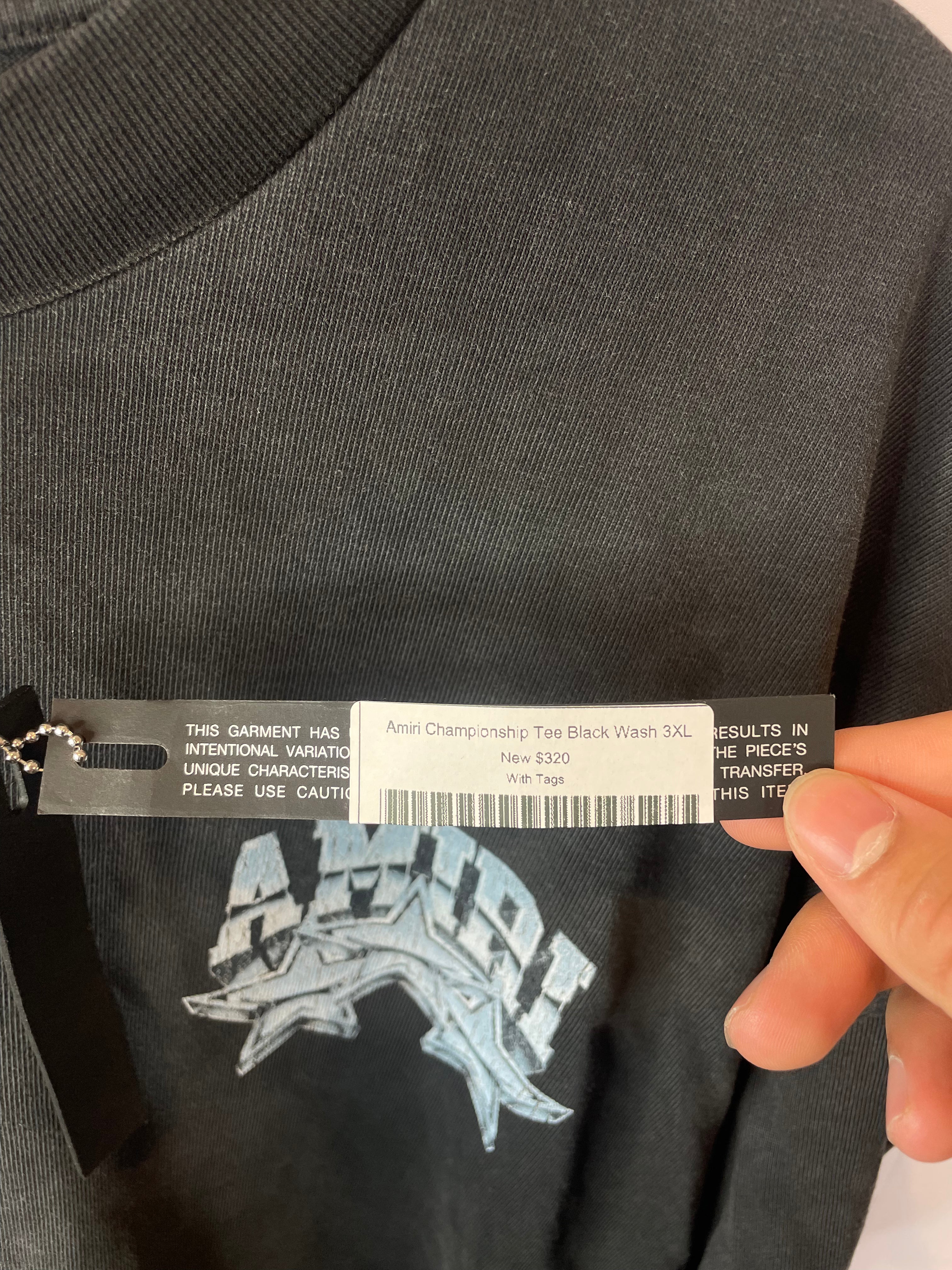 Amiri Championship Tee Black Wash New With Tags 3XL