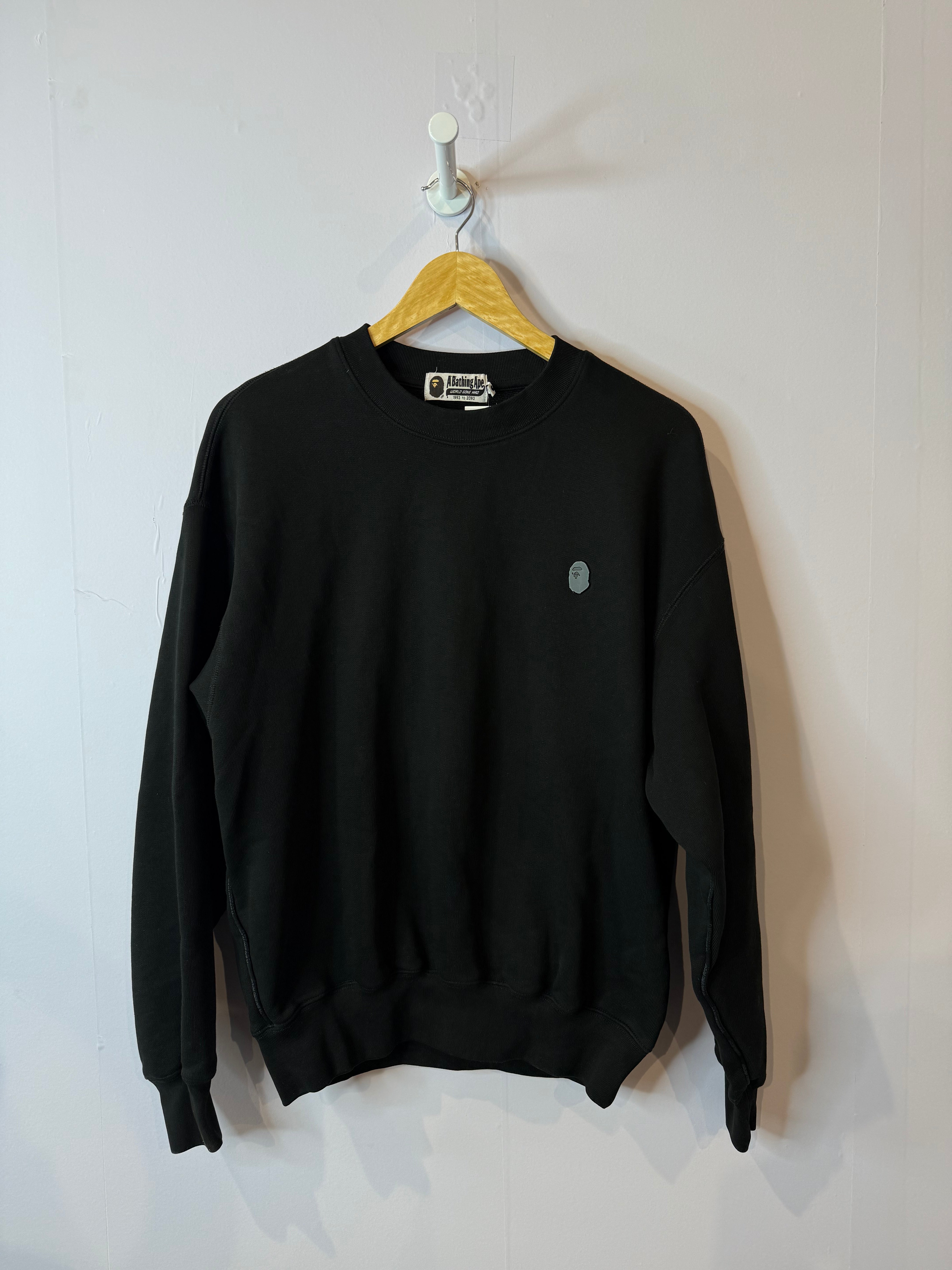 BAPE Metal Bape Head Crewneck Black Used Medium