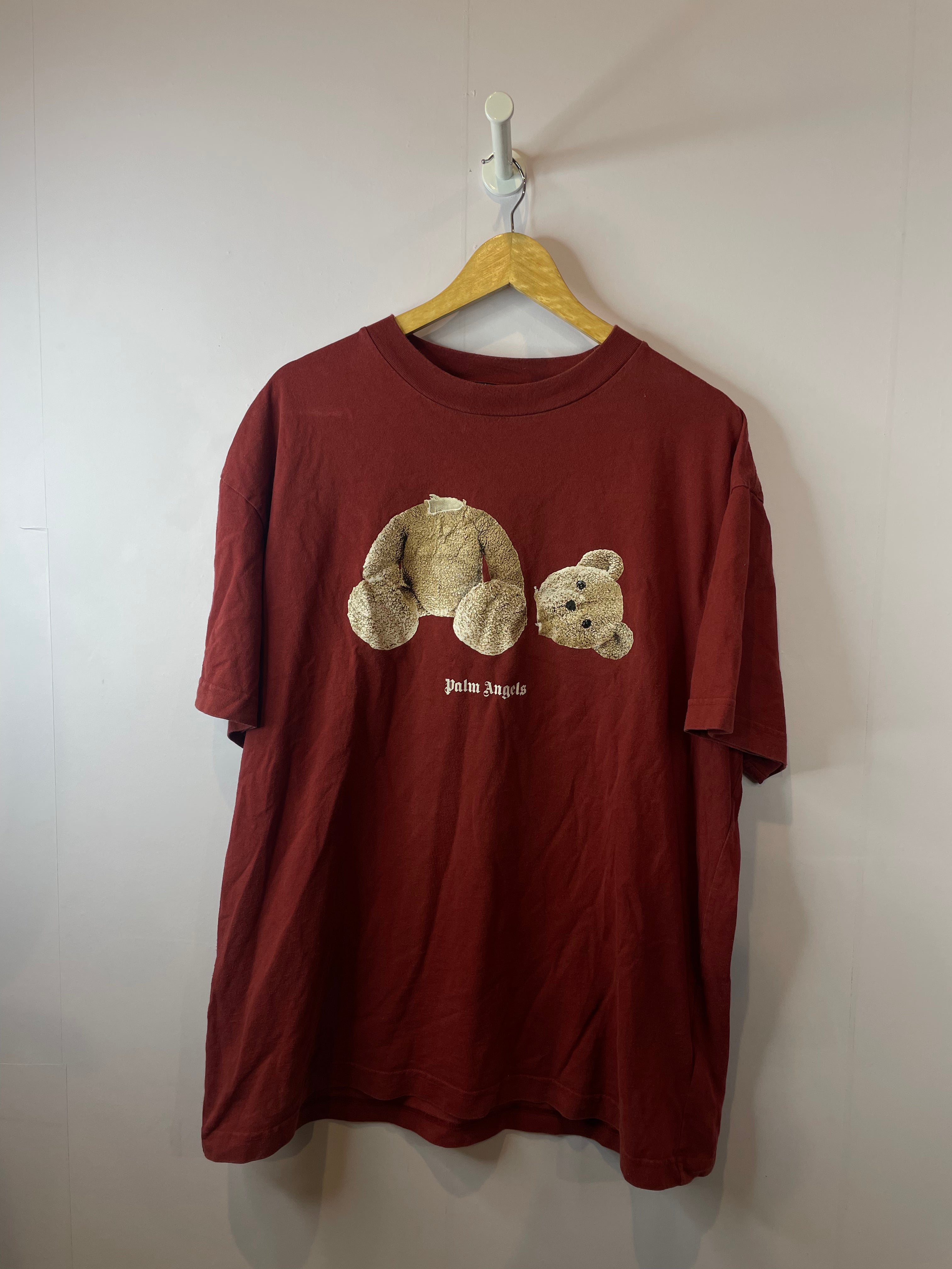 Palm Angels Teddy Bear Tee Maroon Used XXL