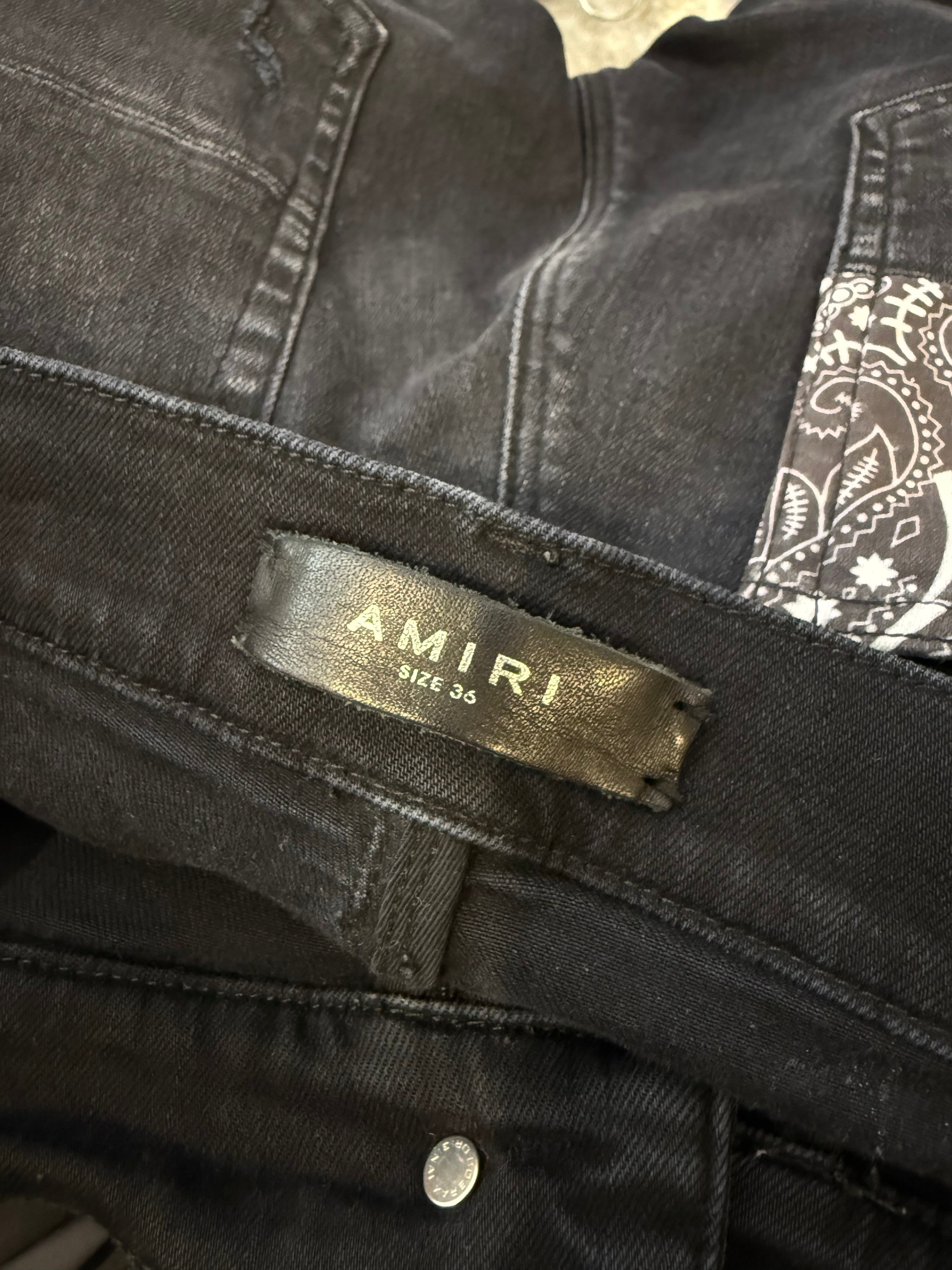 Amiri Jeans Black Paisley Patchwork Used 36