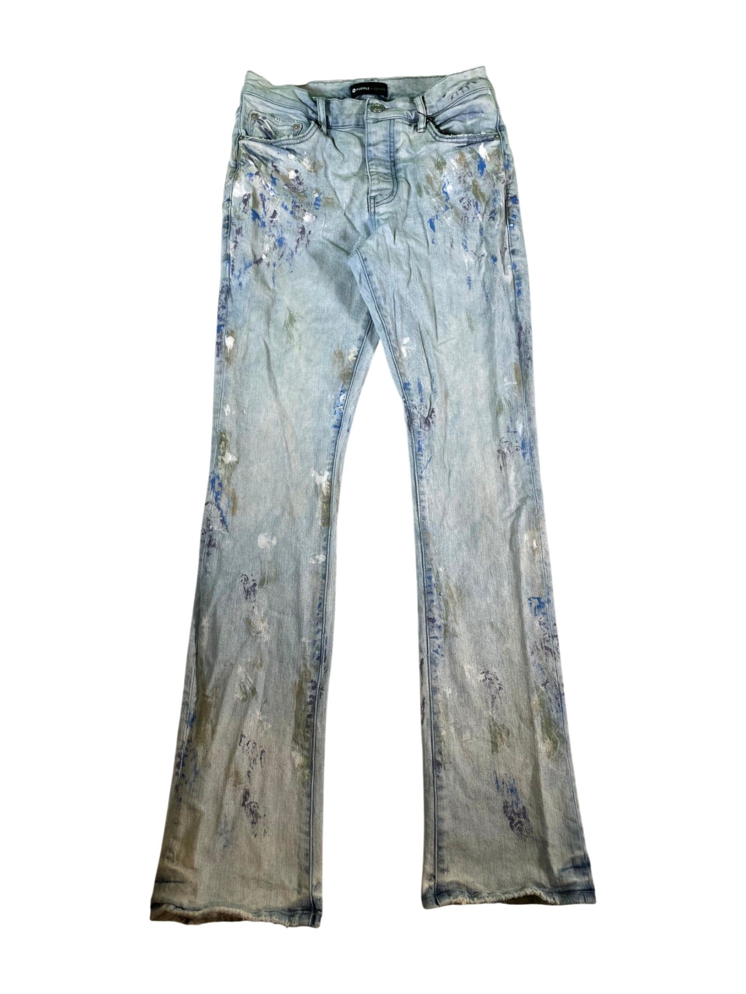 Purple Brand Splatter Light Wash Jeans