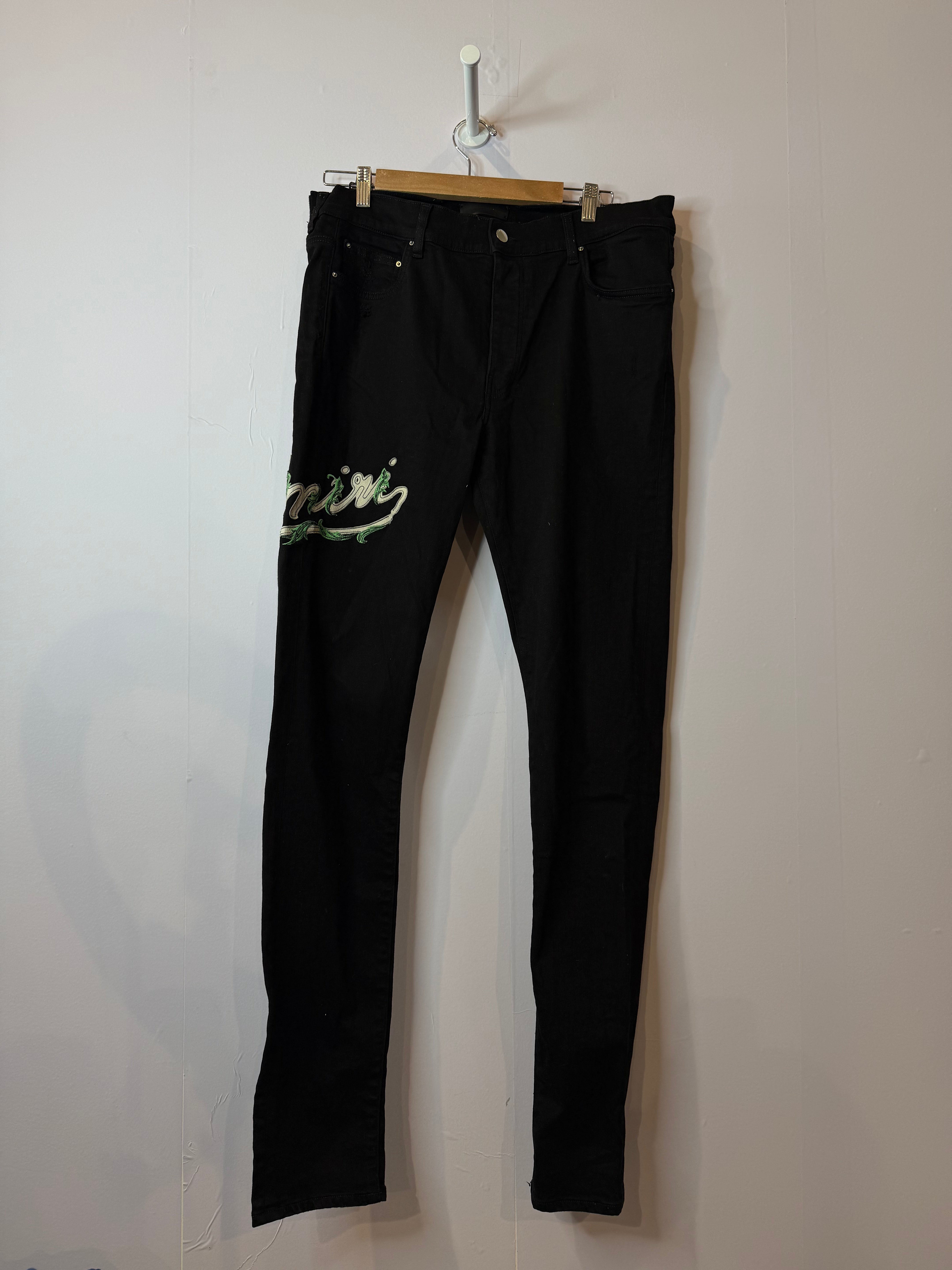 Amiri Jeans Black Vine Side Logo Used 36
