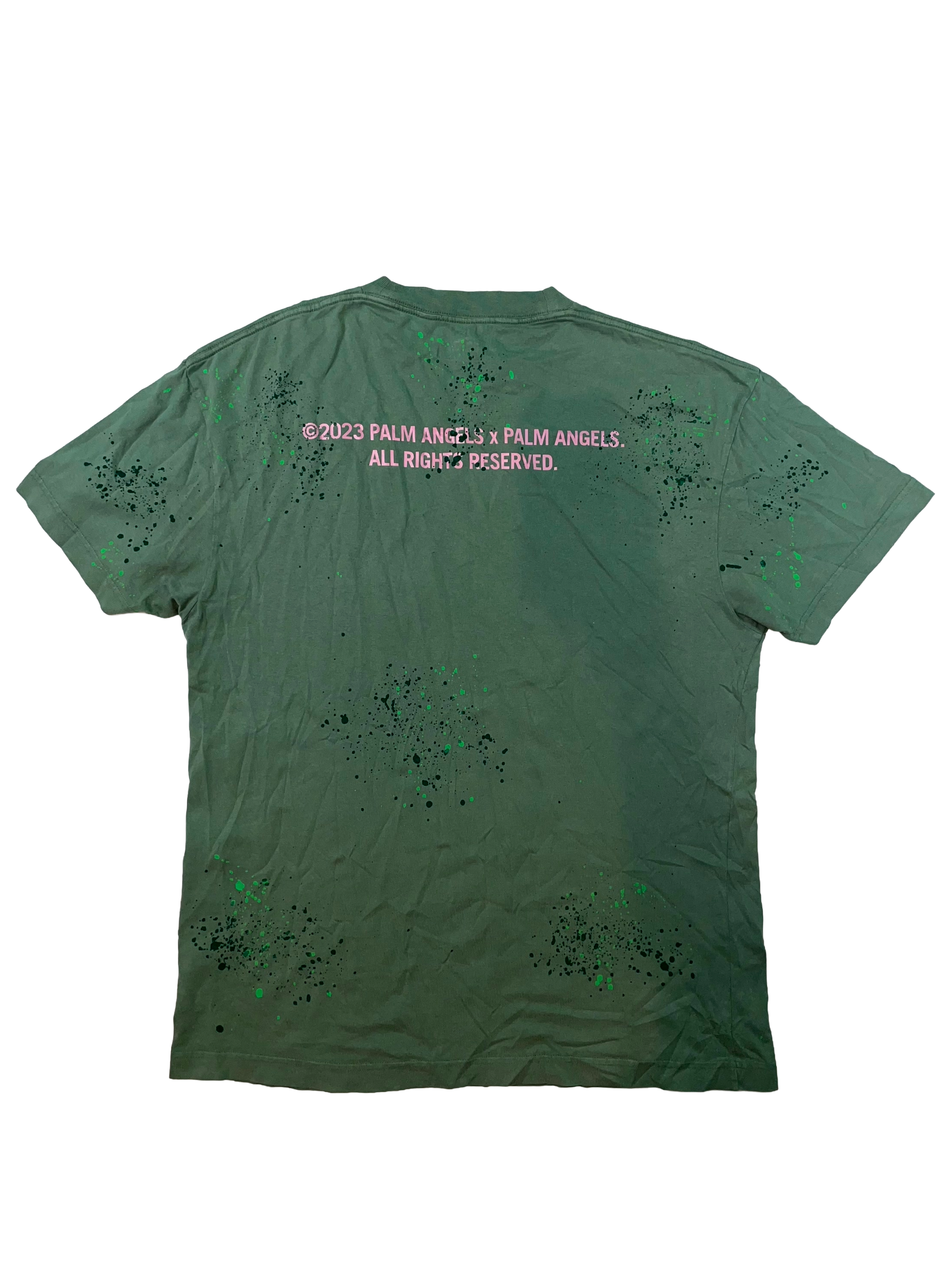 Palm Angels Paint Splatter Green Tee