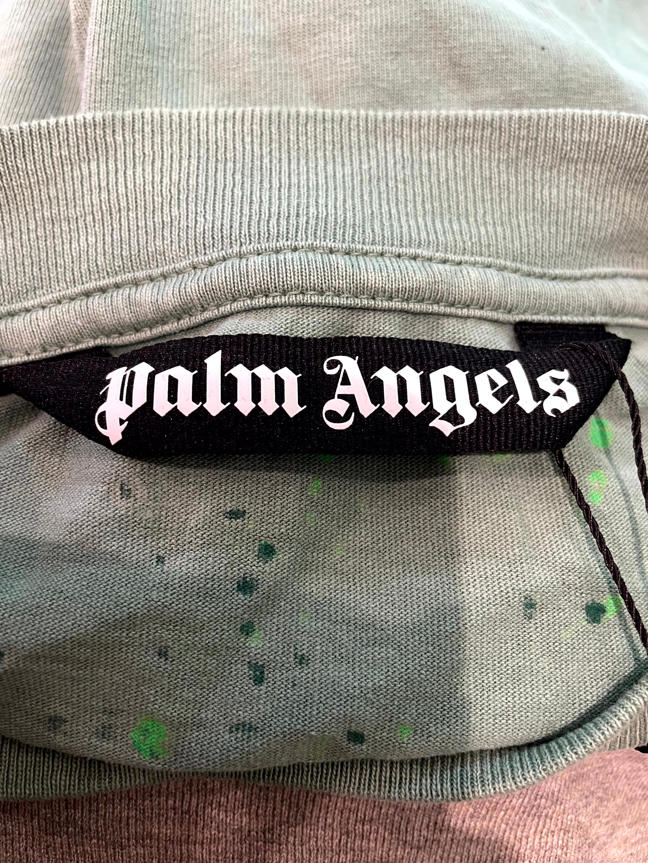 Palm Angels Paint Splatter Green Tee