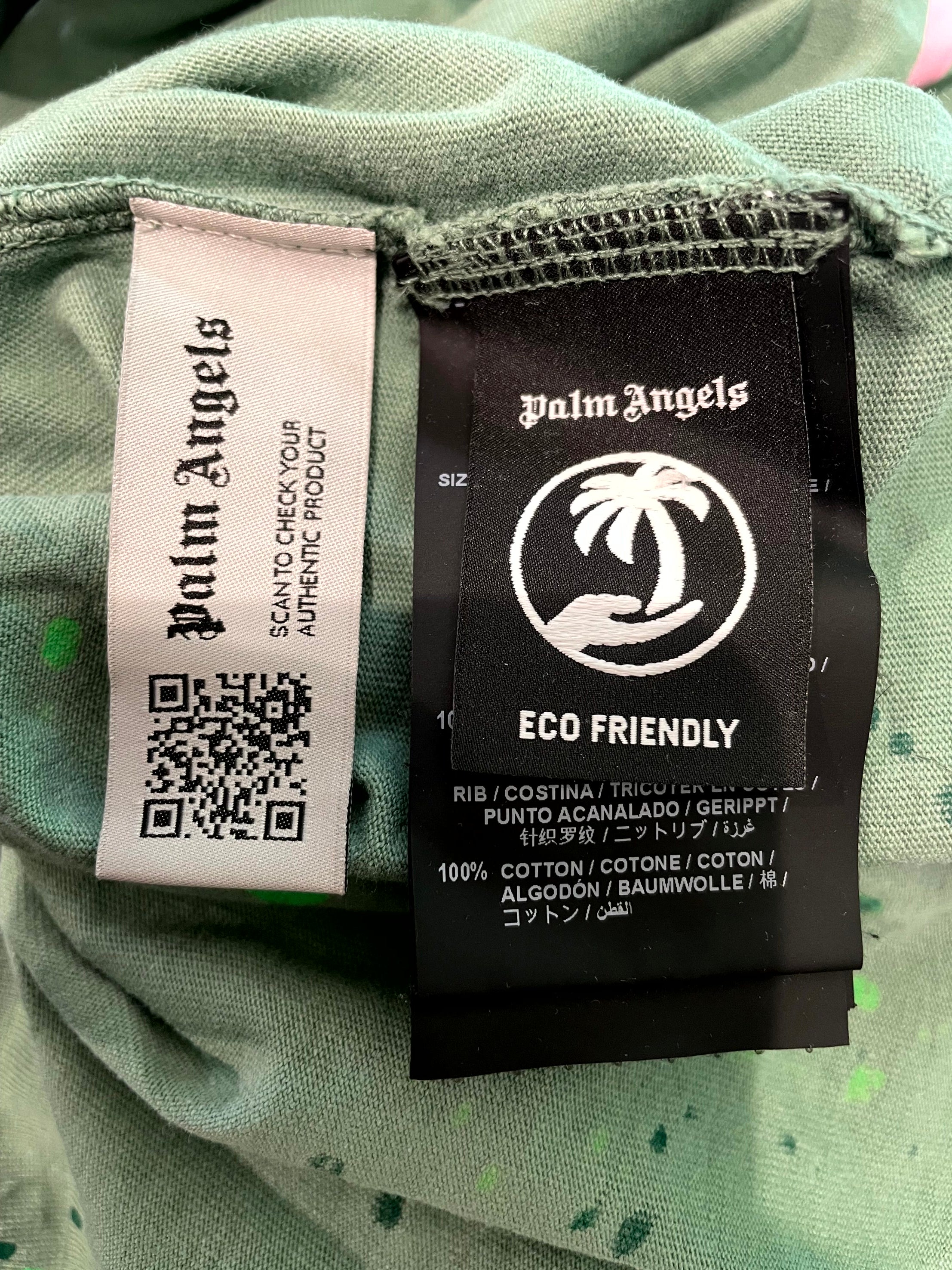Palm Angels Paint Splatter Green Tee