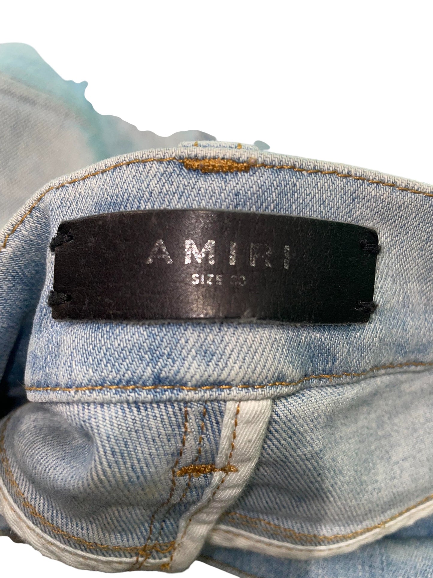 Amiri MX1 Light Wash Zebra Patch Jeans