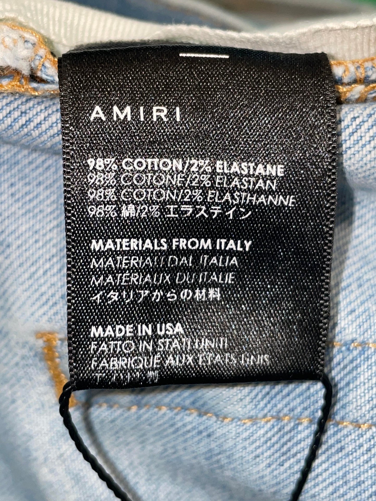 Amiri MX1 Light Wash Zebra Patch Jeans