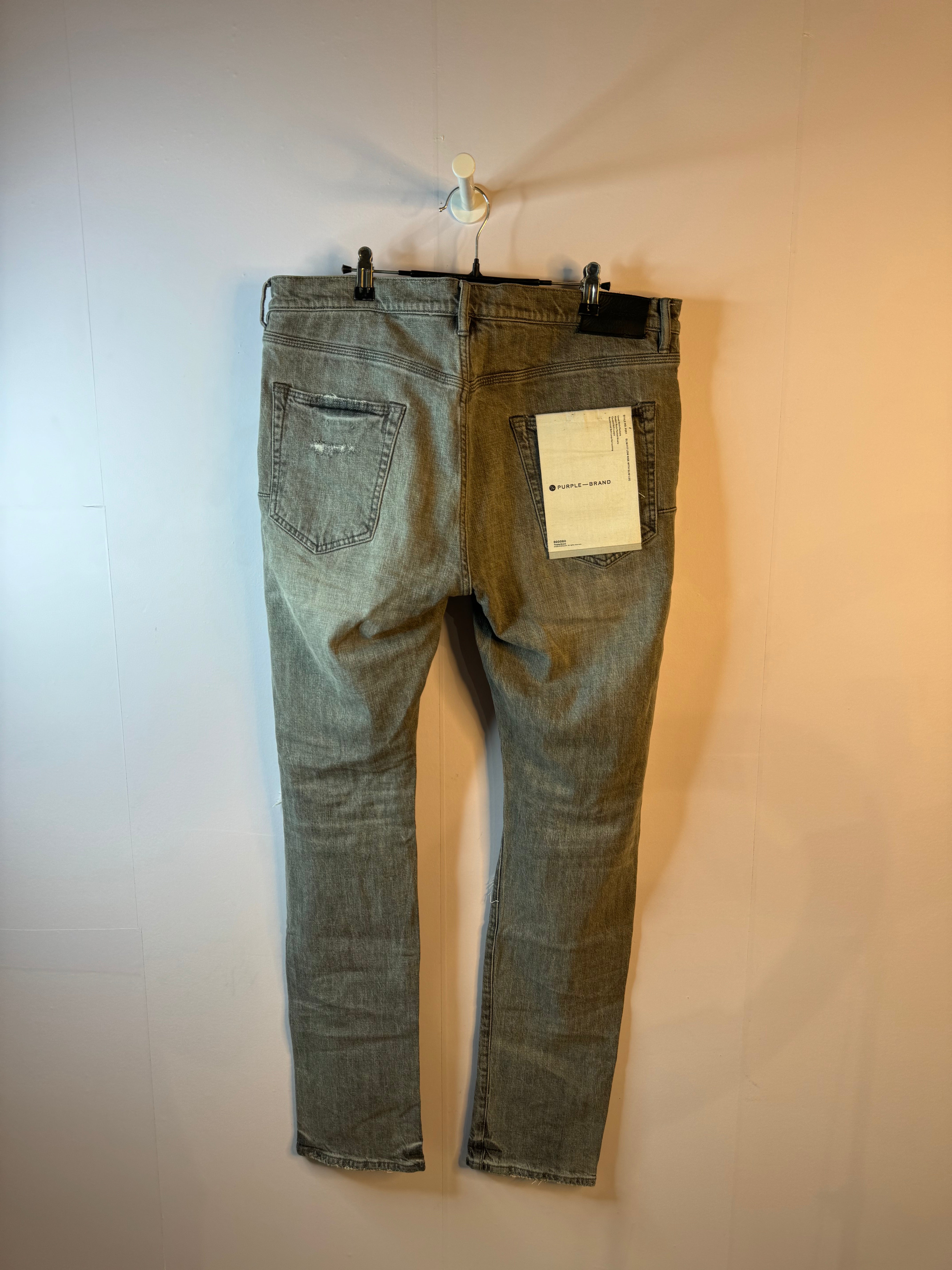 Purple Jeans Grey Ripped Used 36