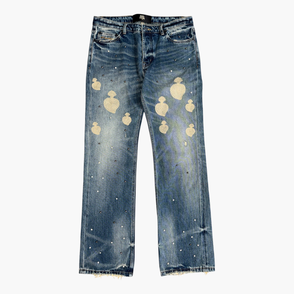When Smoke Clears Chainstitch Light Wash Jeans