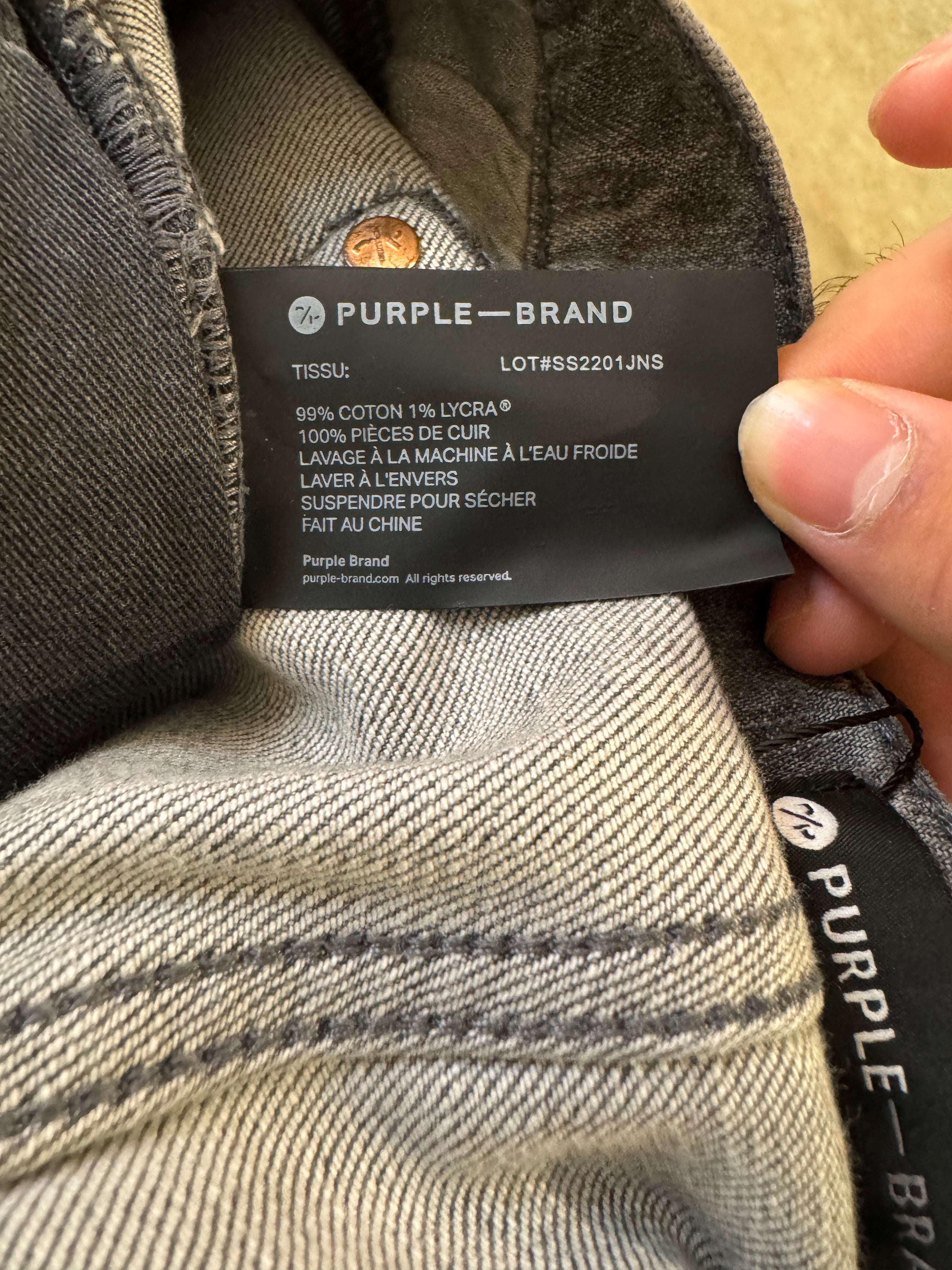 Purple Jeans Grey Ripped Used 36