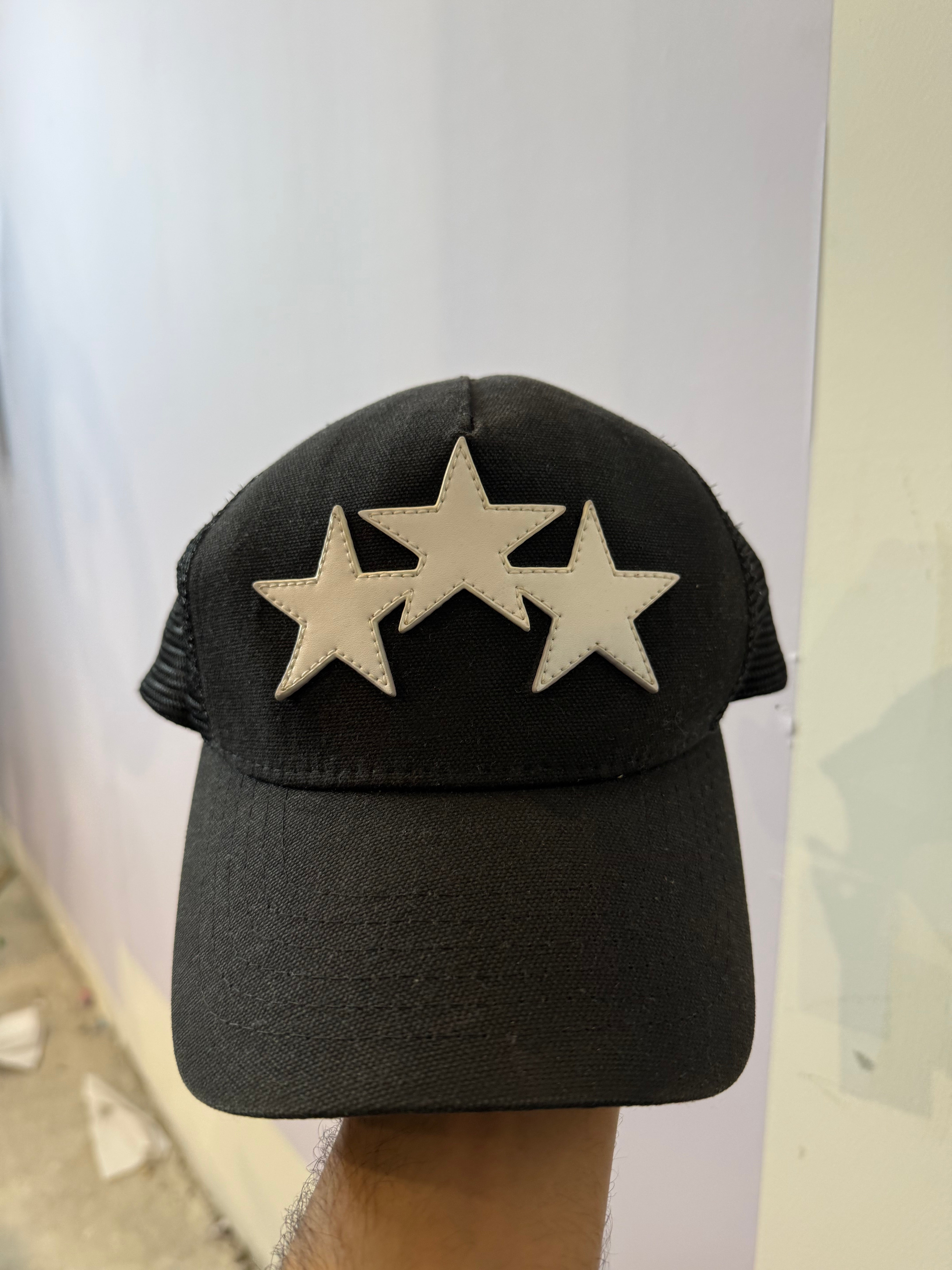 Amiri Three Star Black White Trucker Hat