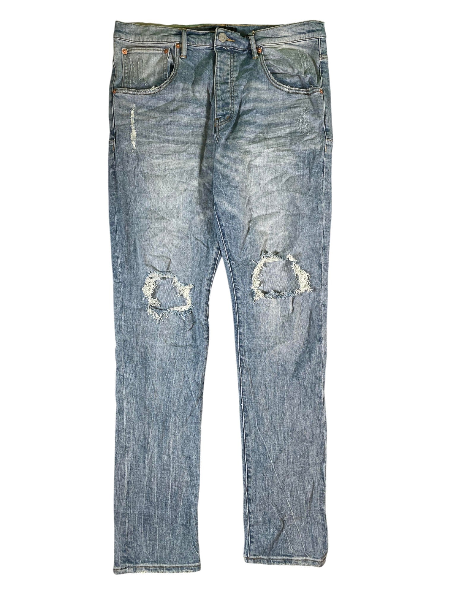 Purple Brand Light Wash Knee Rip Jeans