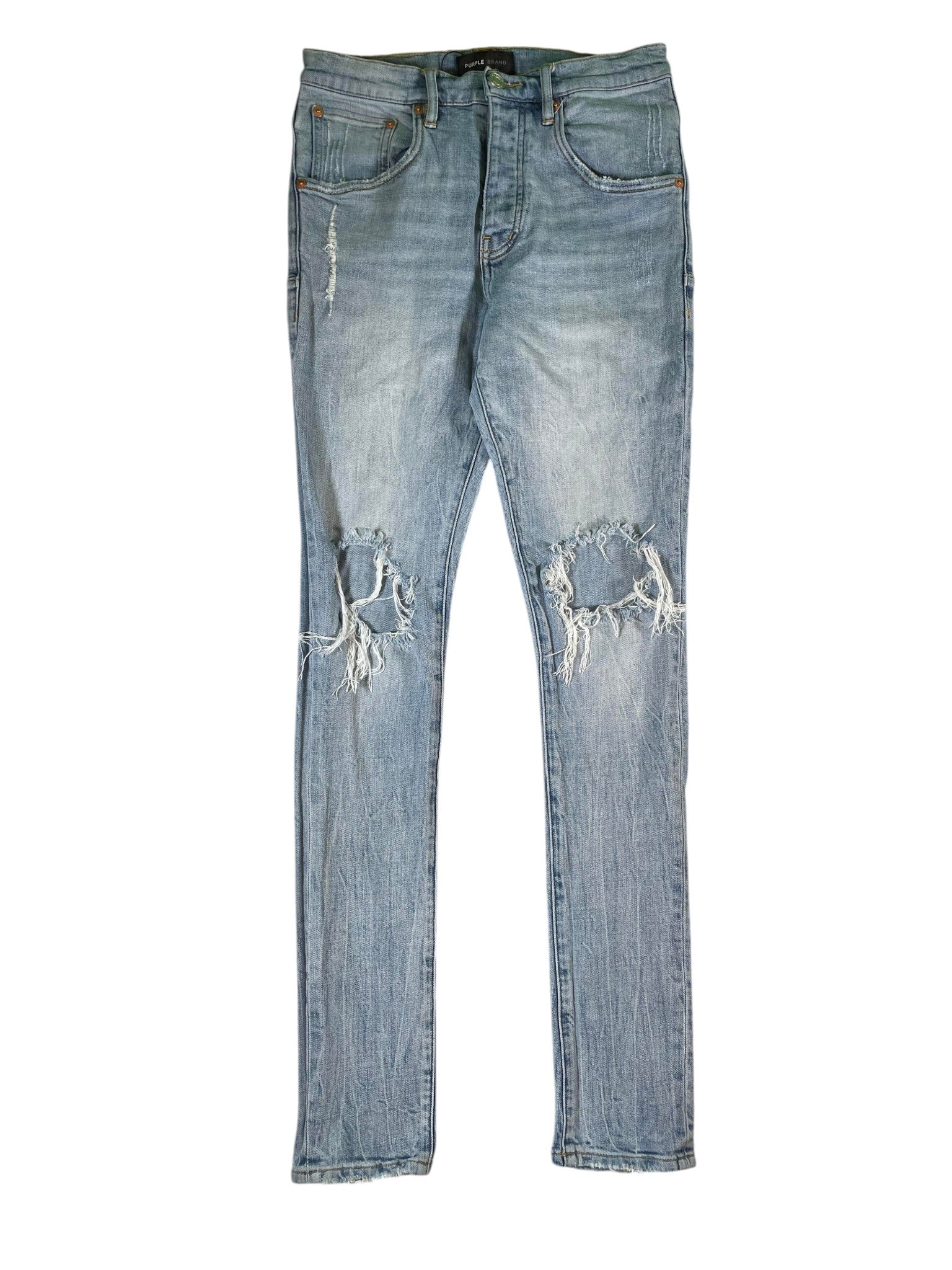Purple Brand Light Wash Knee Ripped Jeans