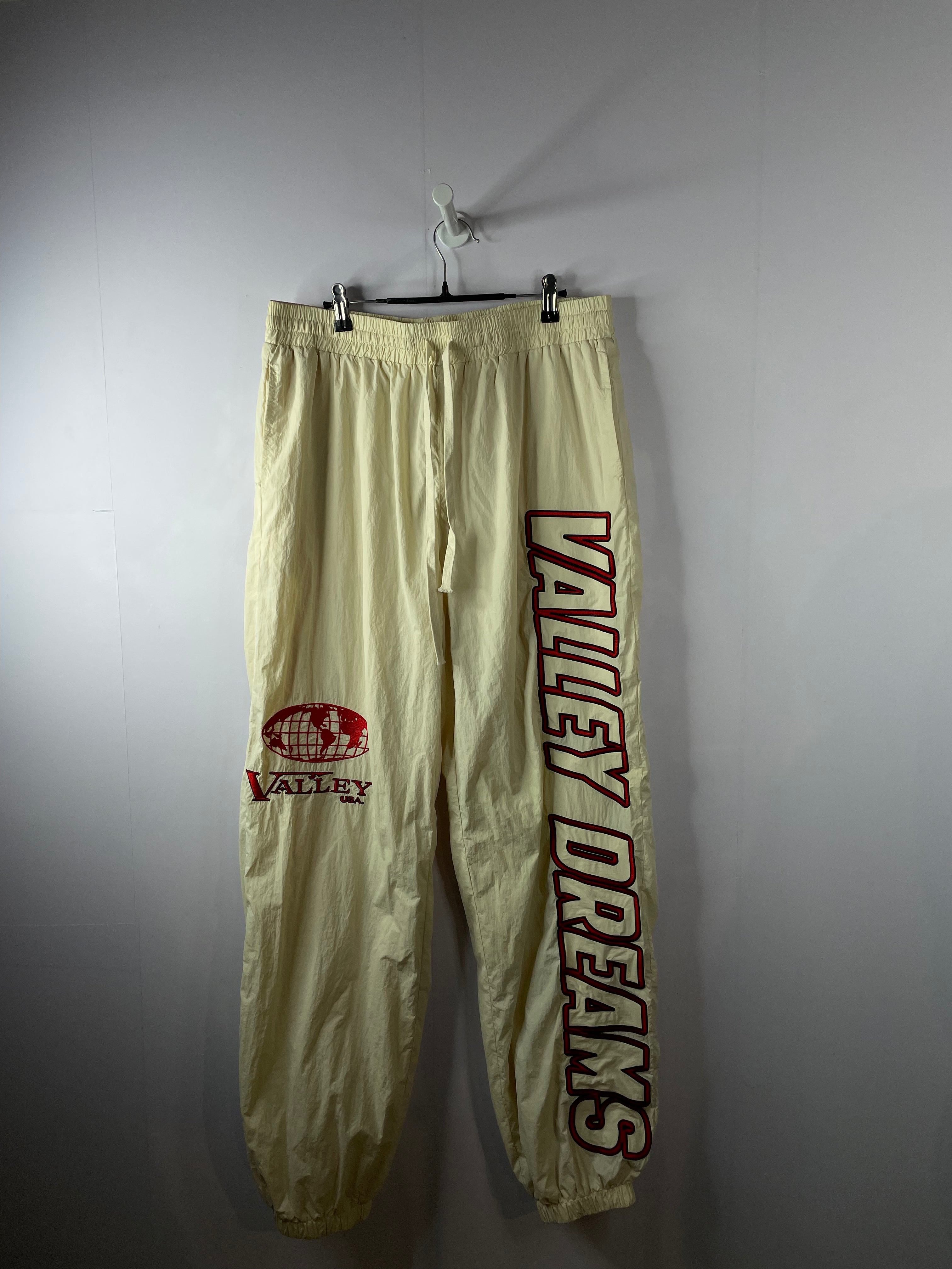 VALE Cream Red Parachute Pants