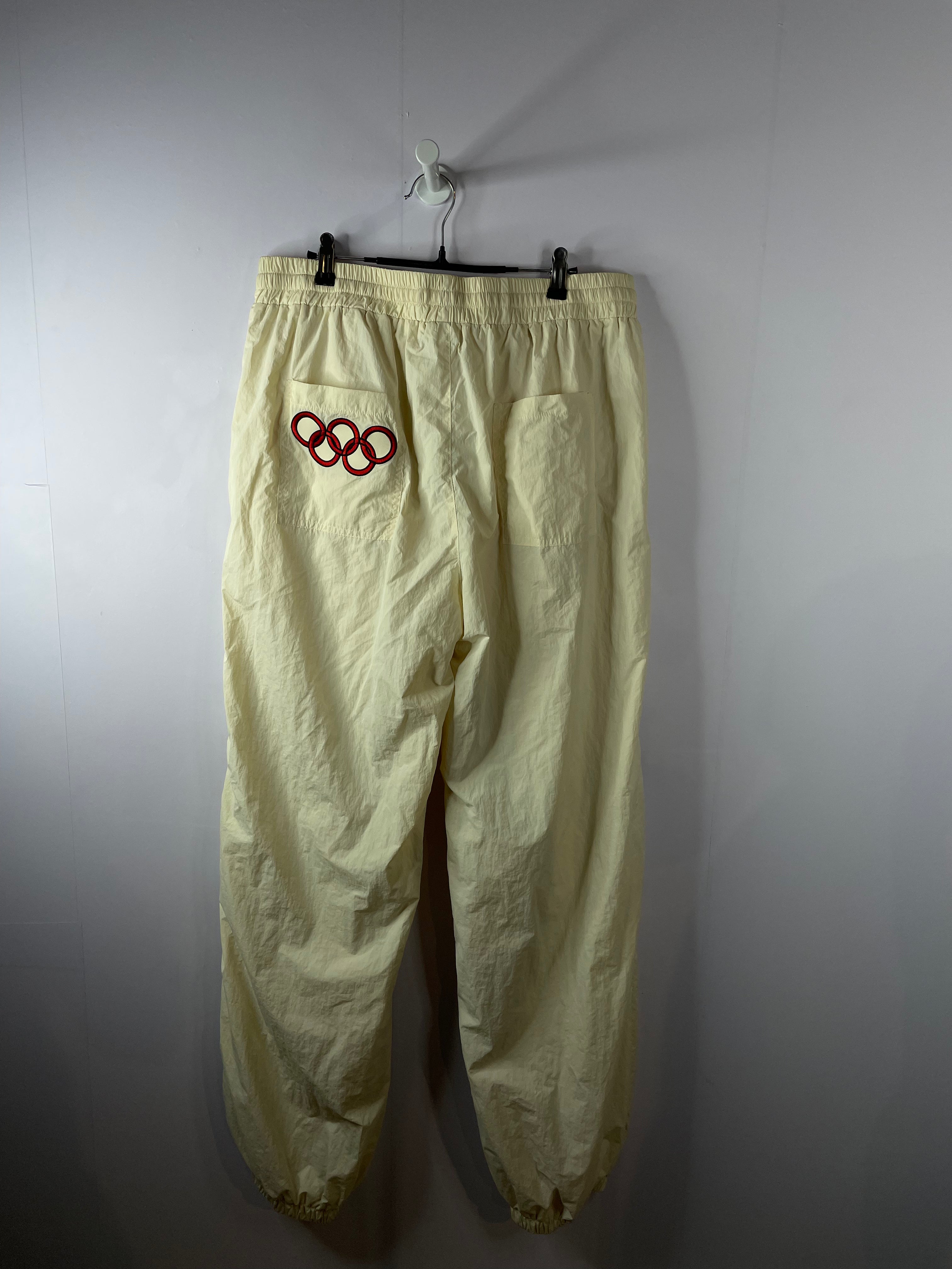 VALE Cream & Red Parachute Pants