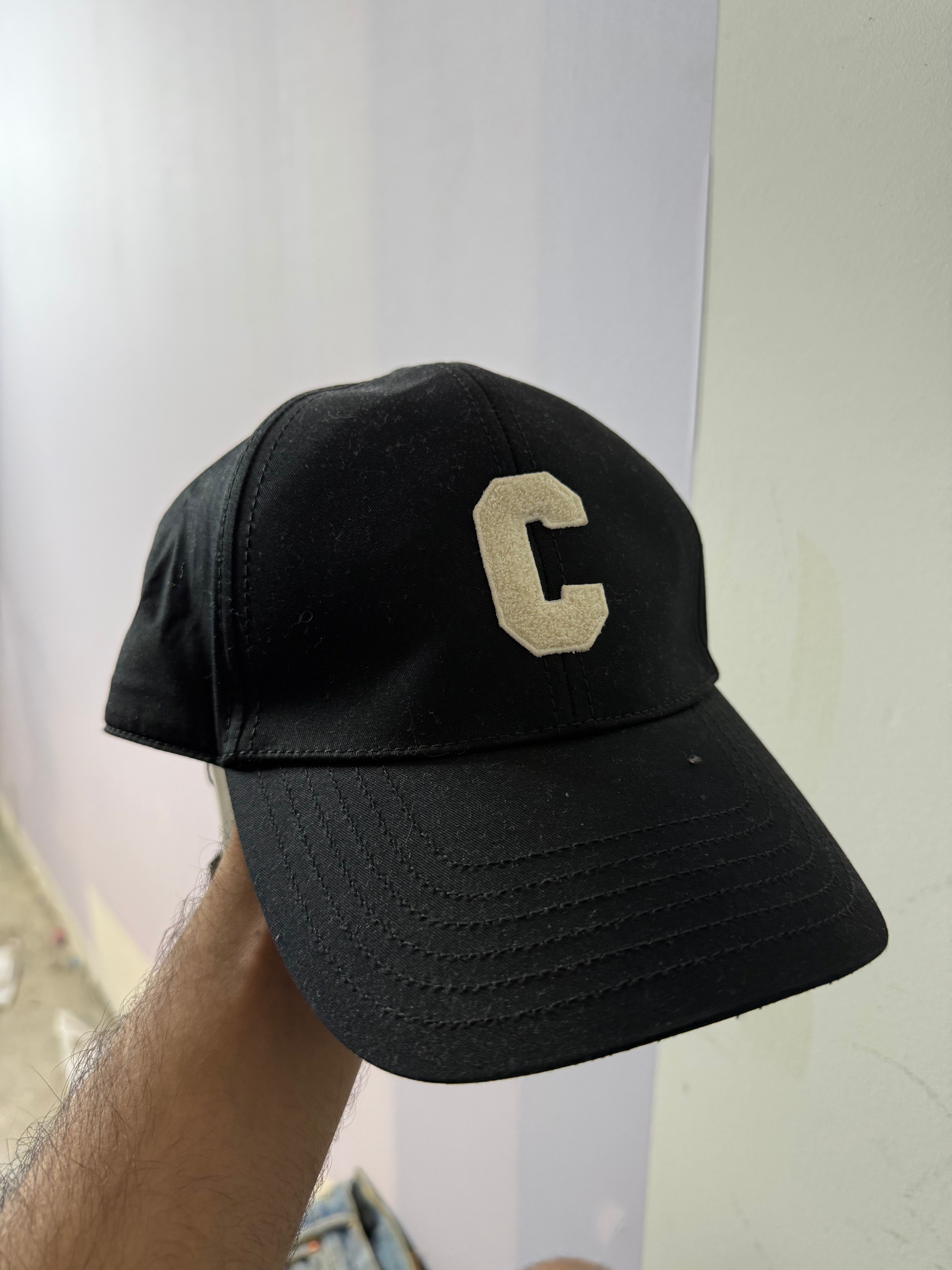 Celine C Logo Black Cream Trucker Hat