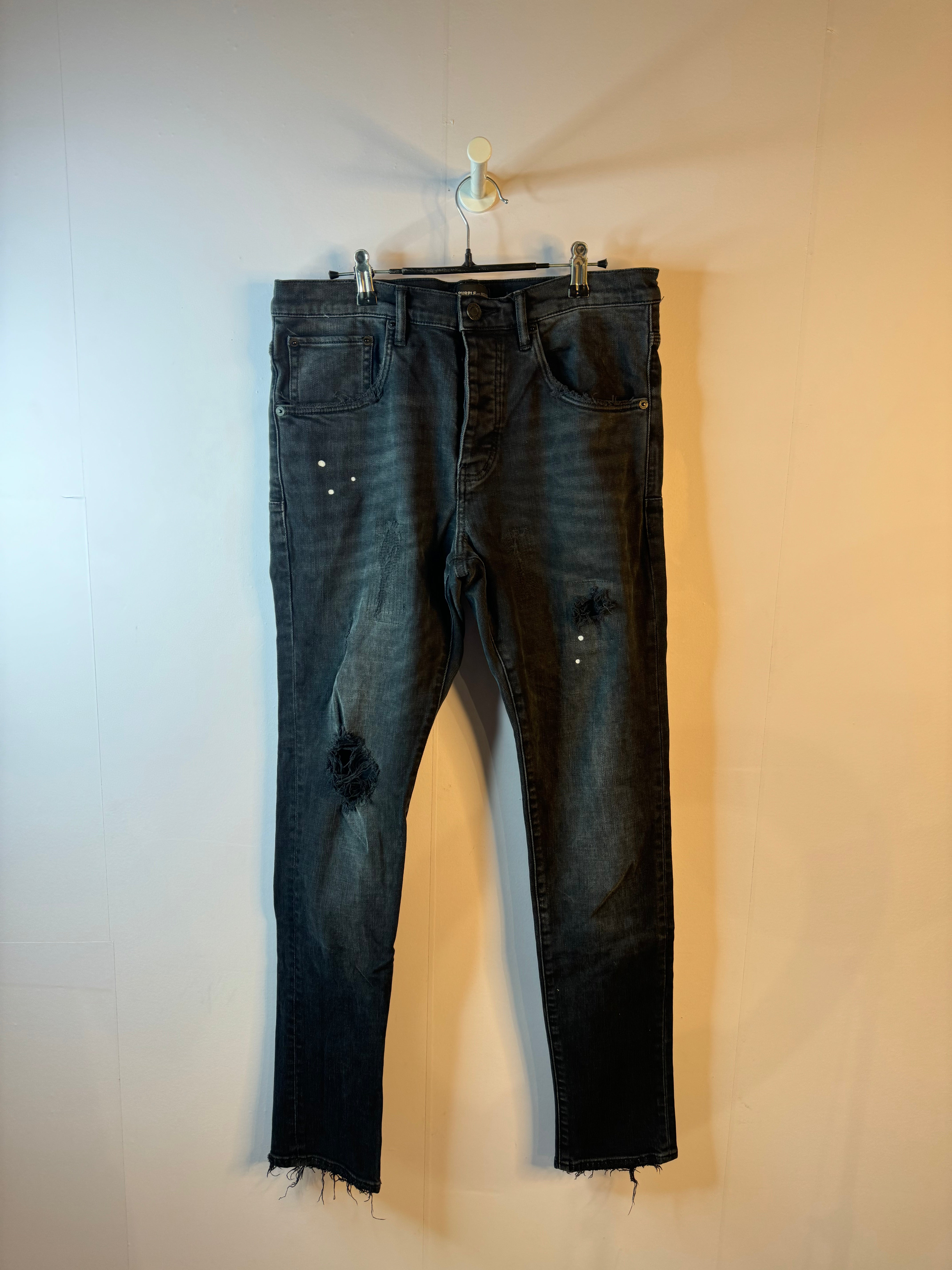Purple Jeans Black Ripped Used 33