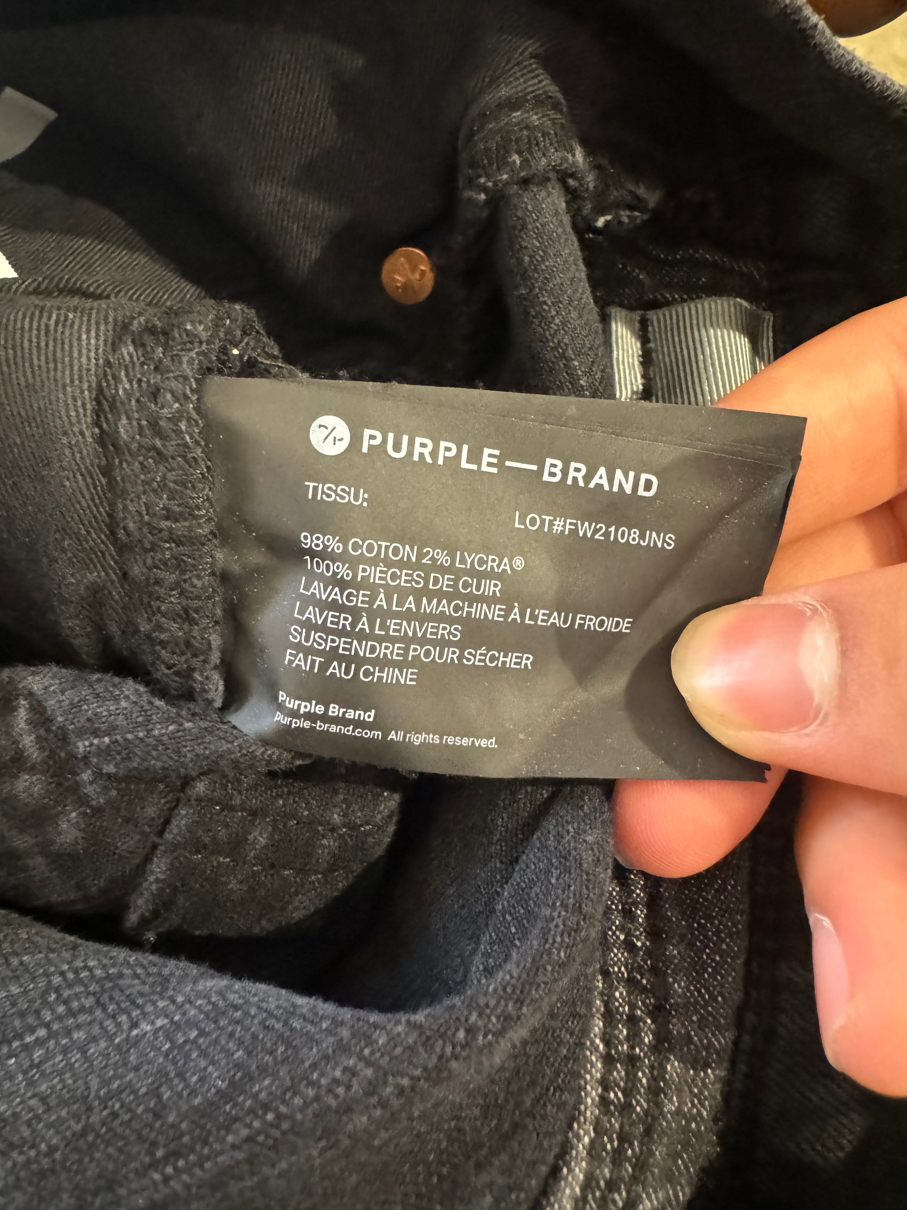 Purple Jeans Black Ripped Used 33