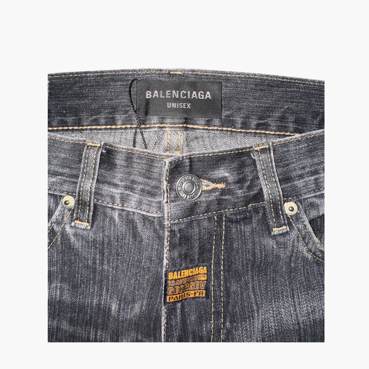 Balenciaga Relief Stitching Black Jeans