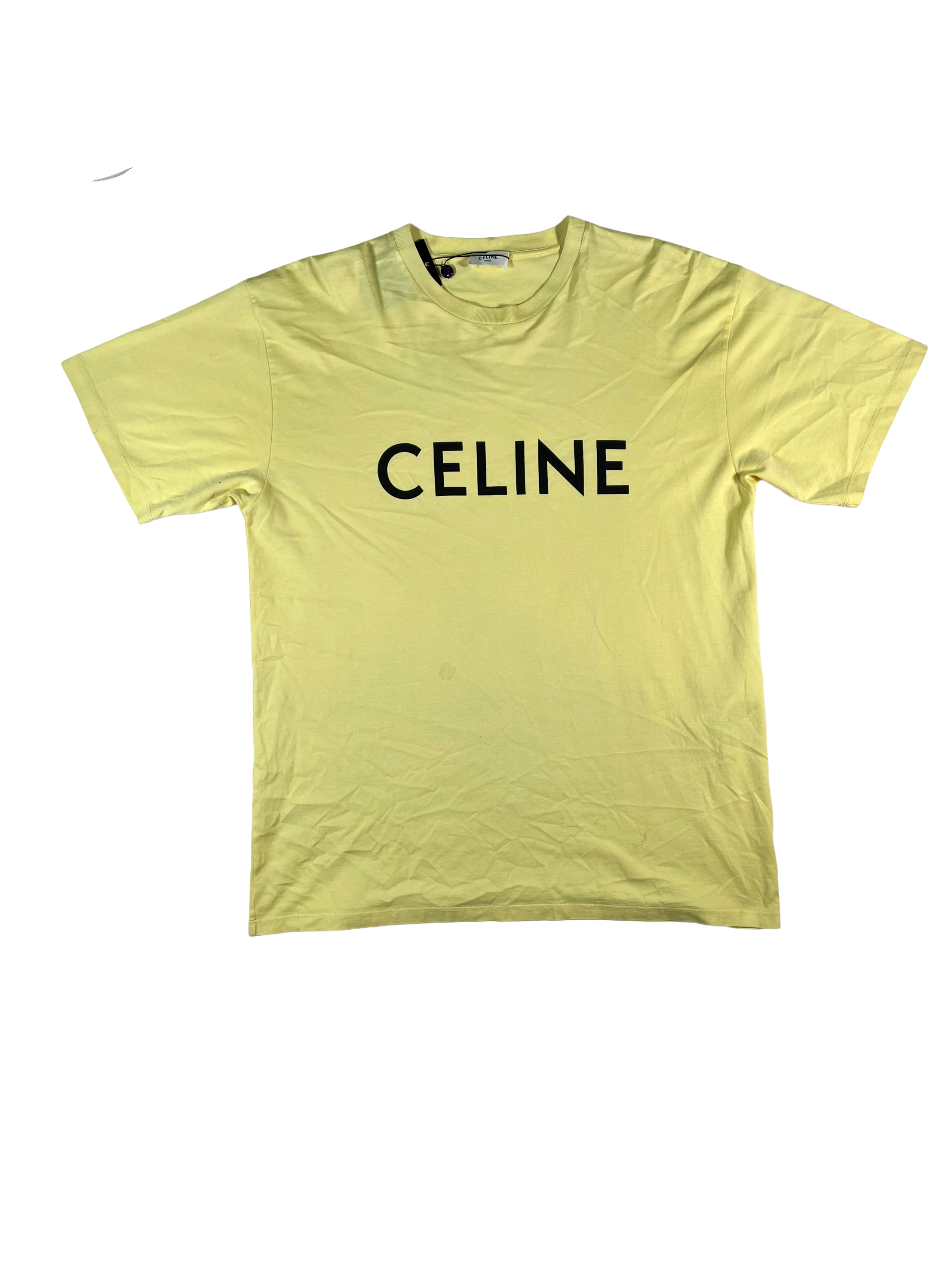 Celine Spellout Logo Lemon & Black Tee