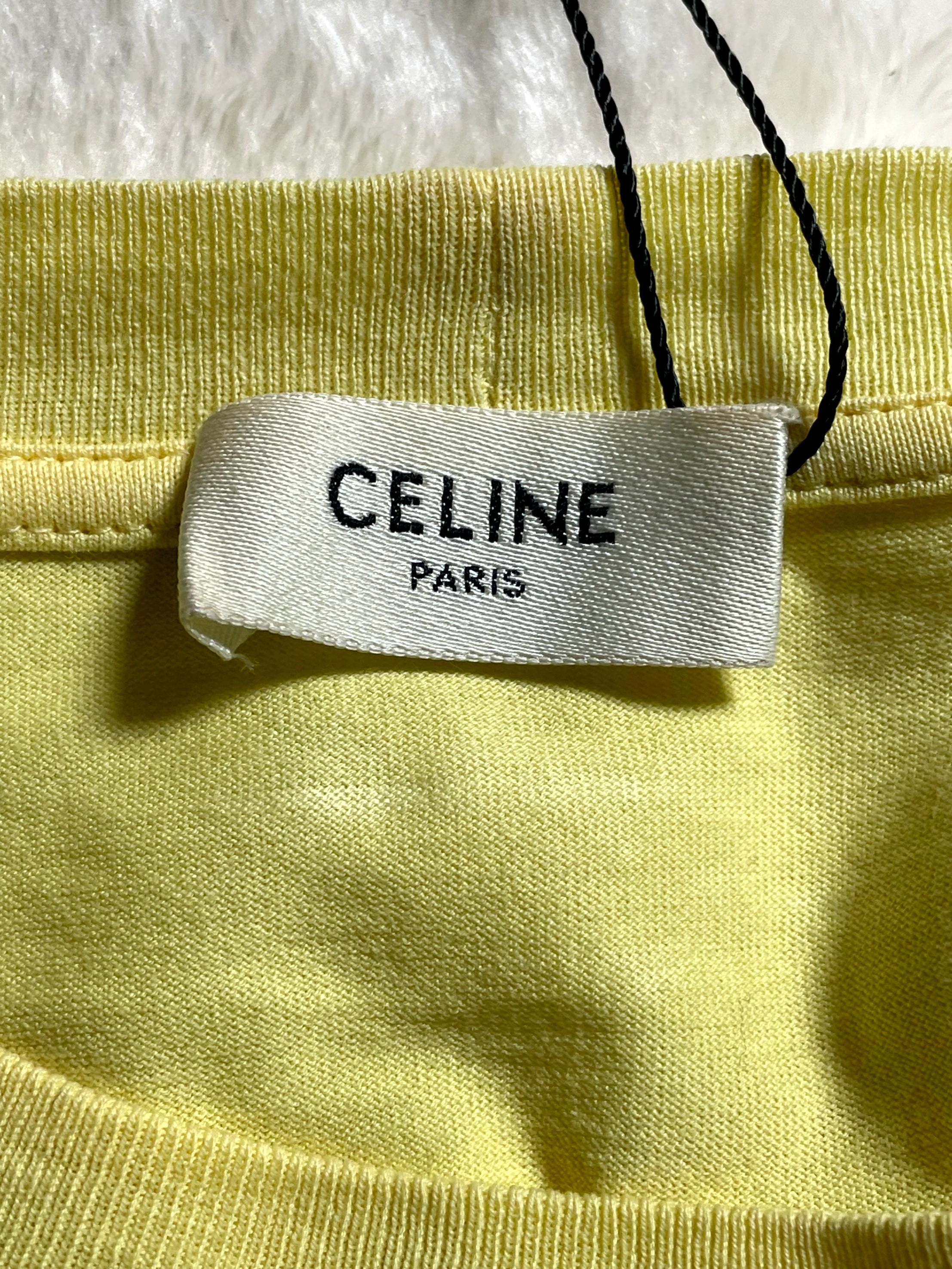 Celine Spellout Logo Lemon & Black Tee