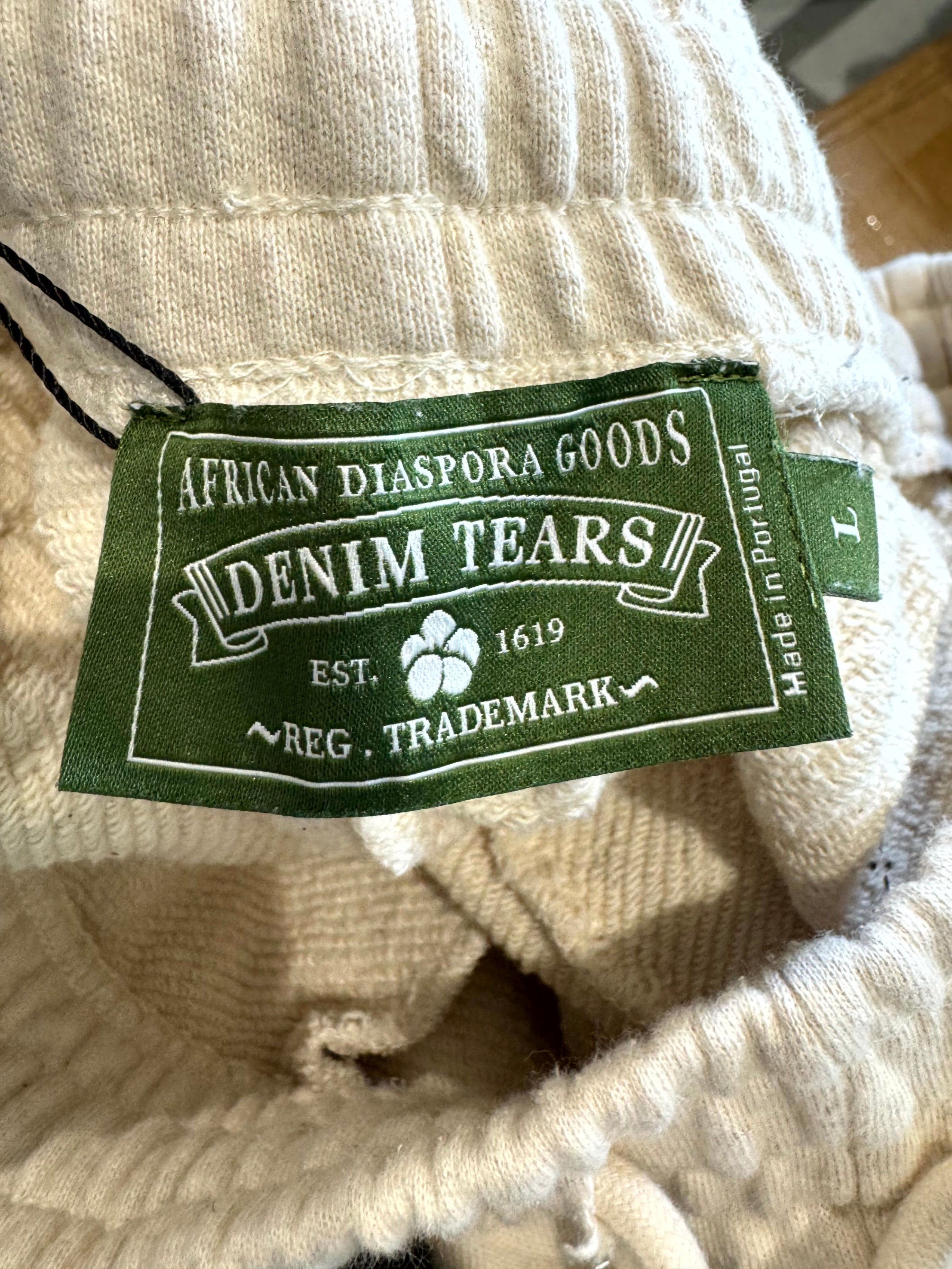 Denim Tears Rhinestone Cream Sweats