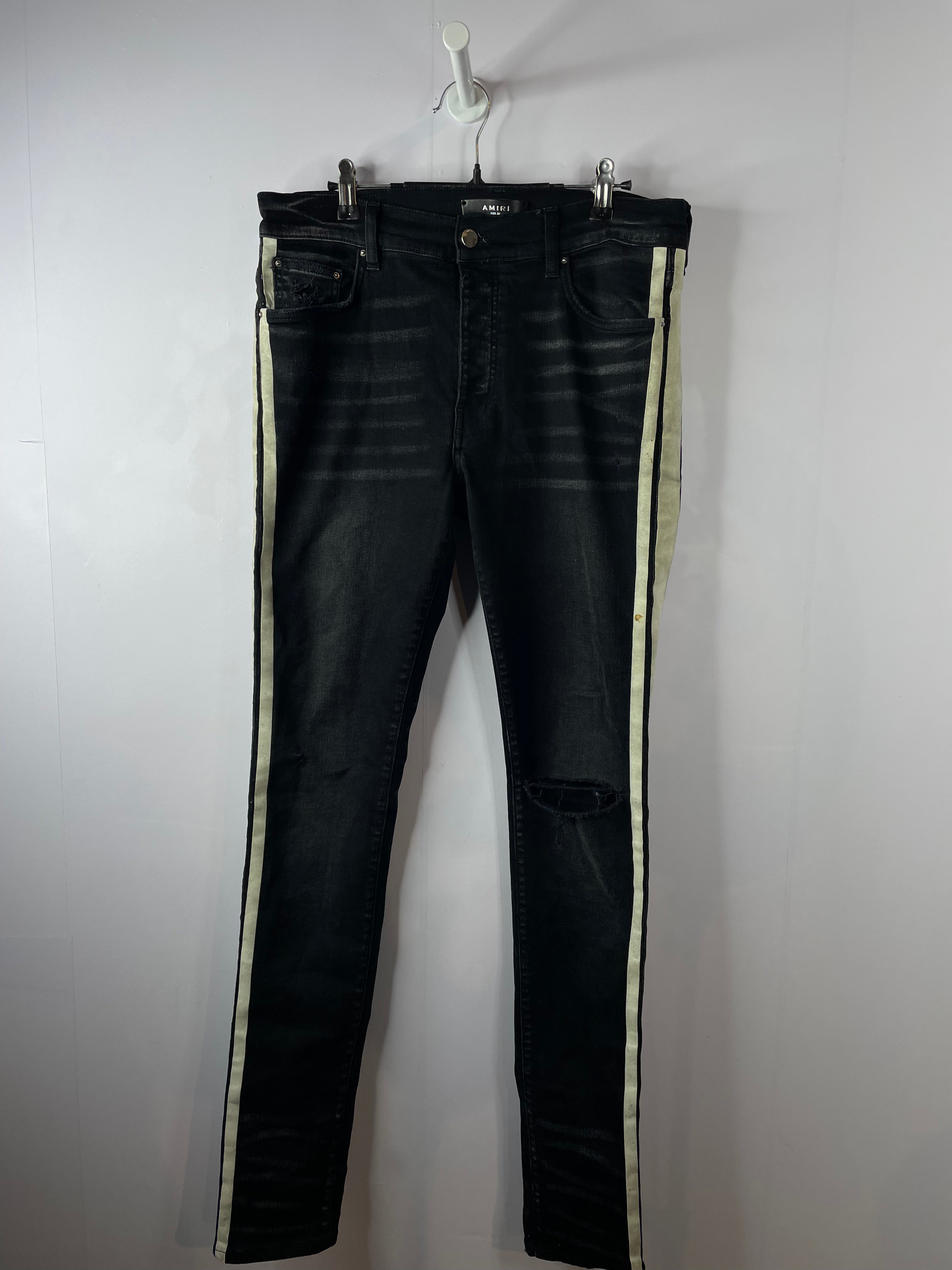 Amiri Black White Stripe Jeans