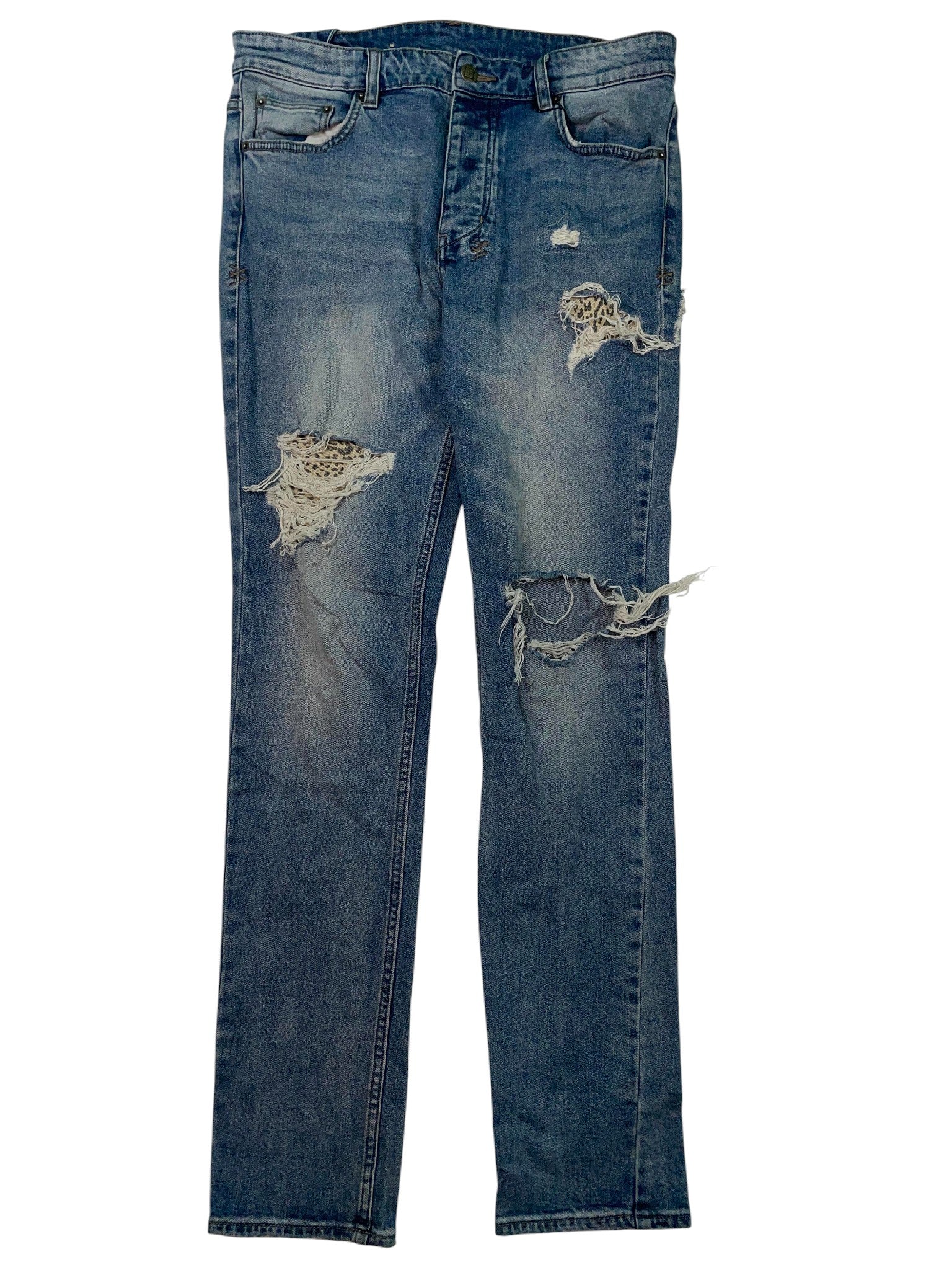 Ksubi Light Wash Cheetah Patch Jeans