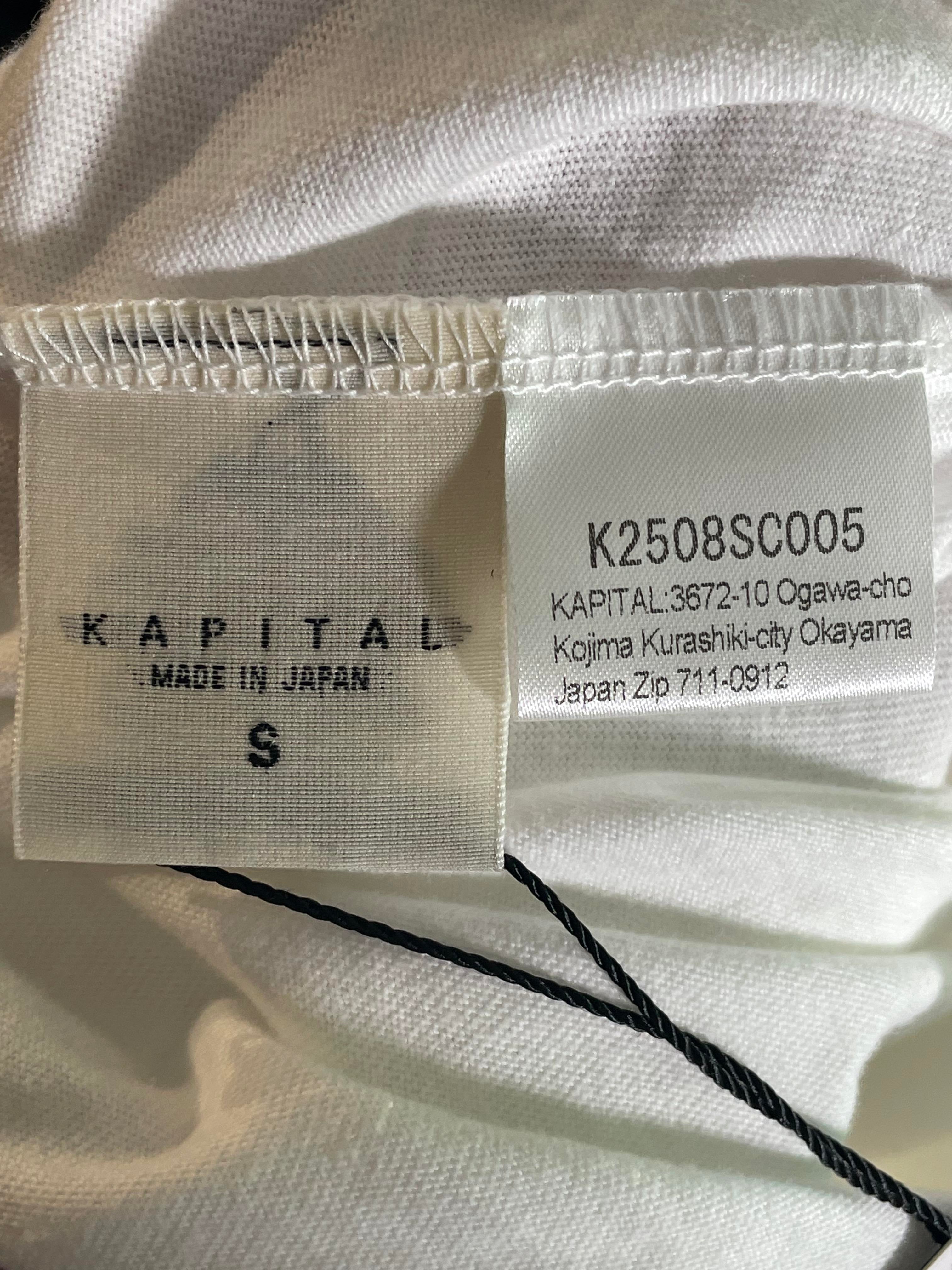 Kapital Jersey Crew Tee with Canoe Print Green T-shirt