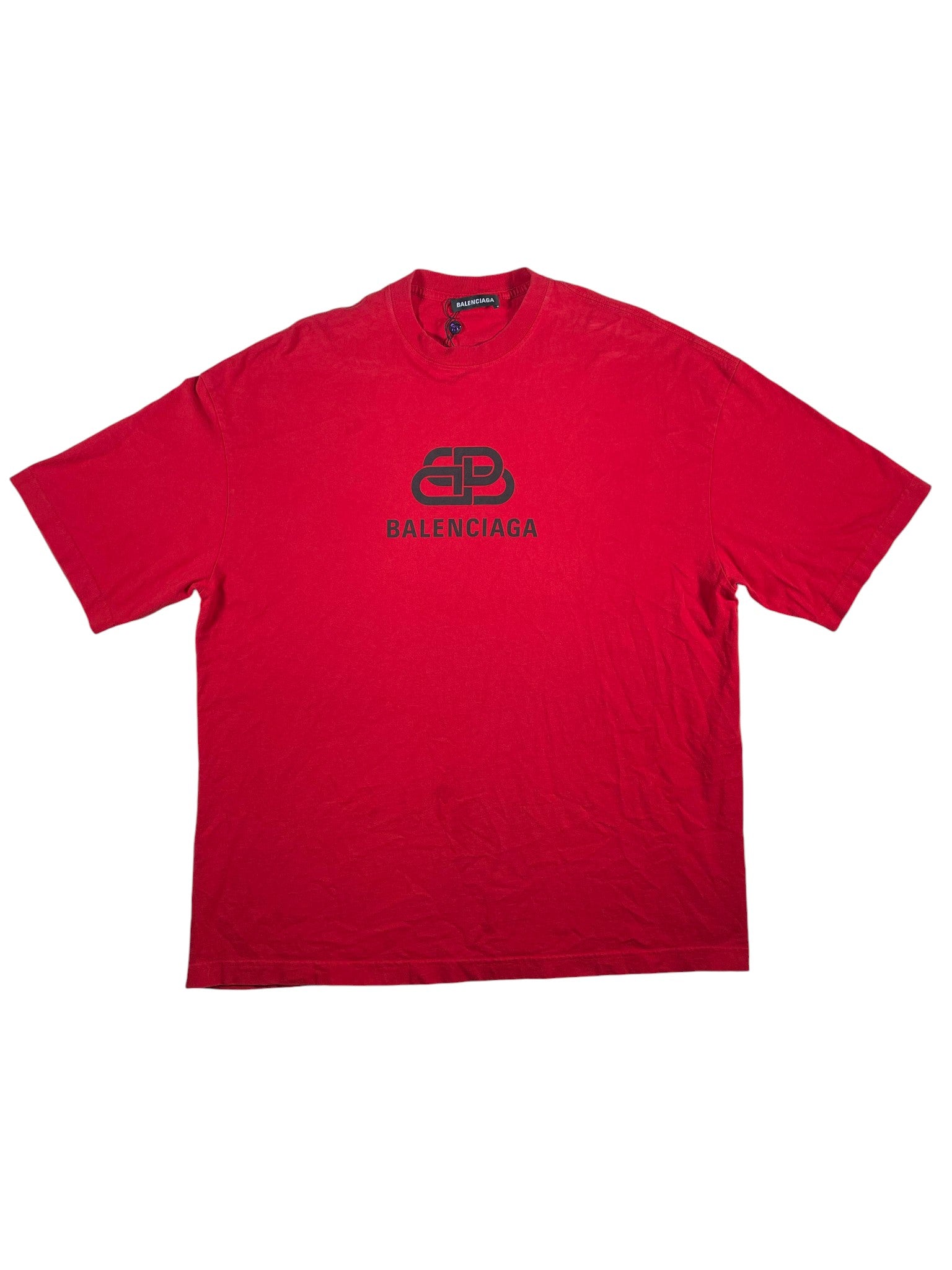 Balenciaga Red & Black BB Logo Tee