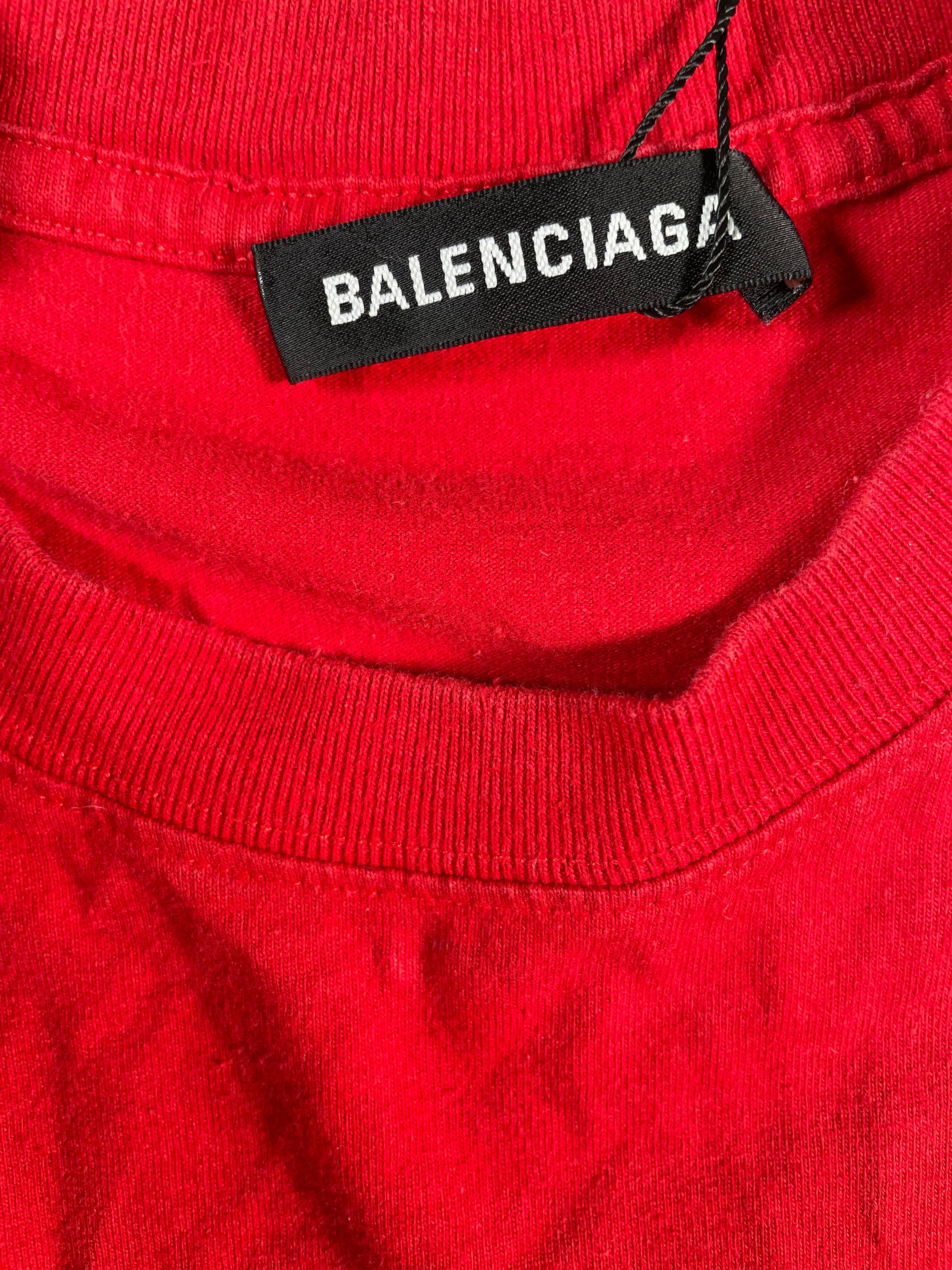 Balenciaga Red & Black BB Logo Tee