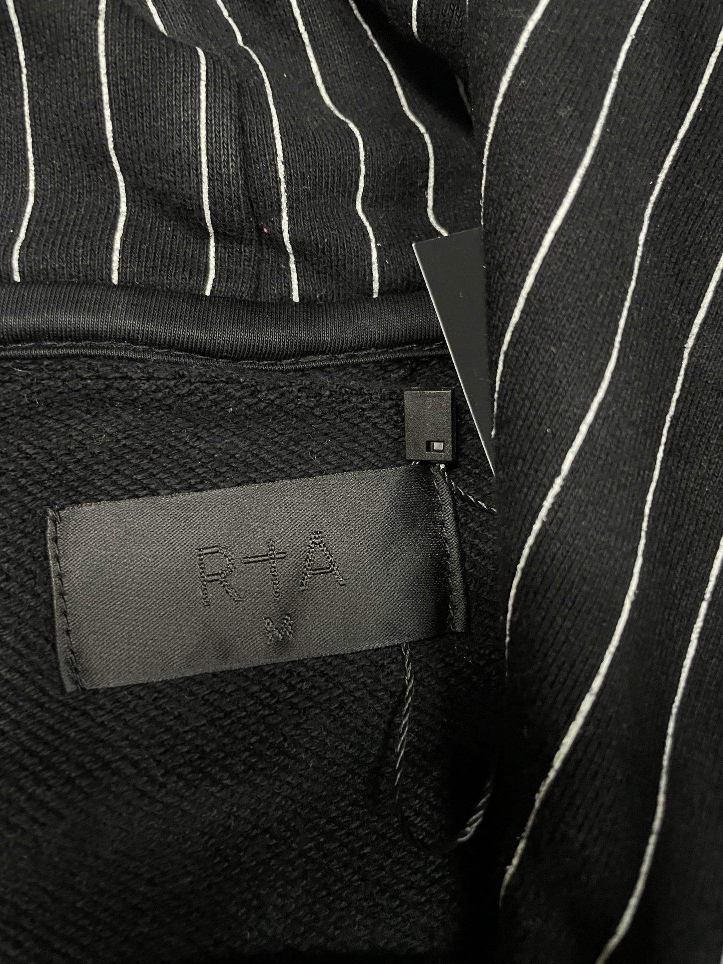 RTA Hoodie Black White Stripe Medium Used