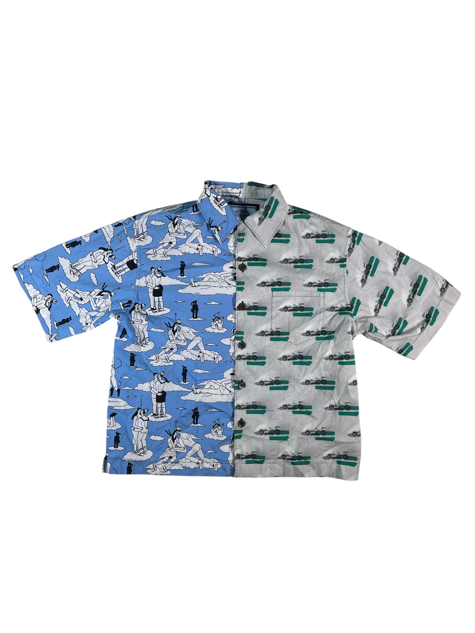 Prada Split Blue & Green Button Up