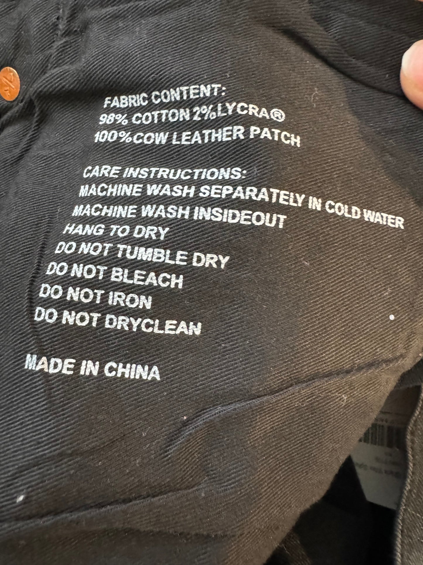 Purple Jeans Black Wax Splatter Used 36