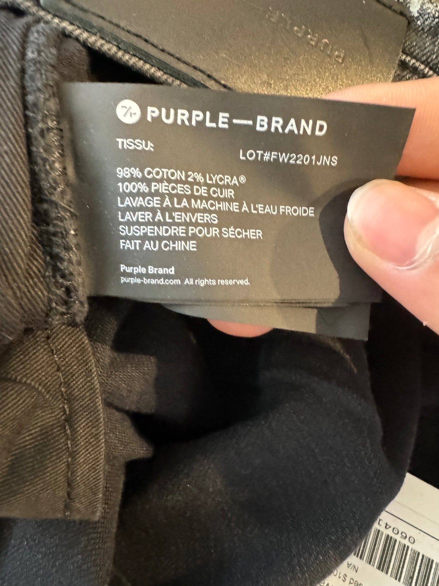 Purple Jeans Black Wax Splatter Used 36