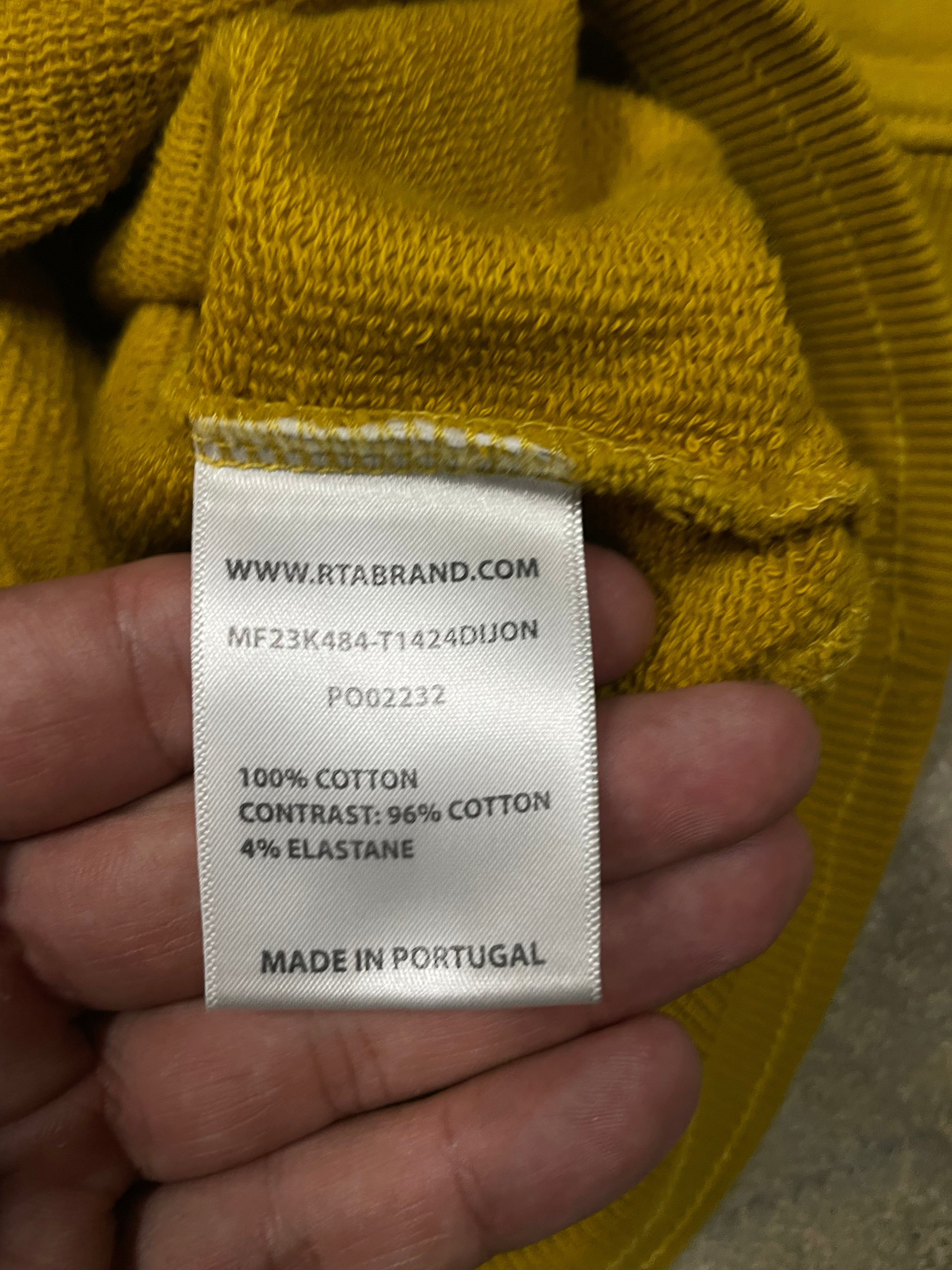 RTA Hoodie Mustard XL Used