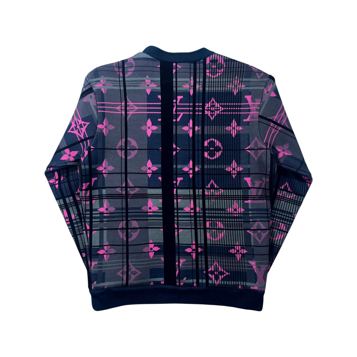Louis Vuitton Plaid Monogram Crewneck Navy & Pink Sweatshirt